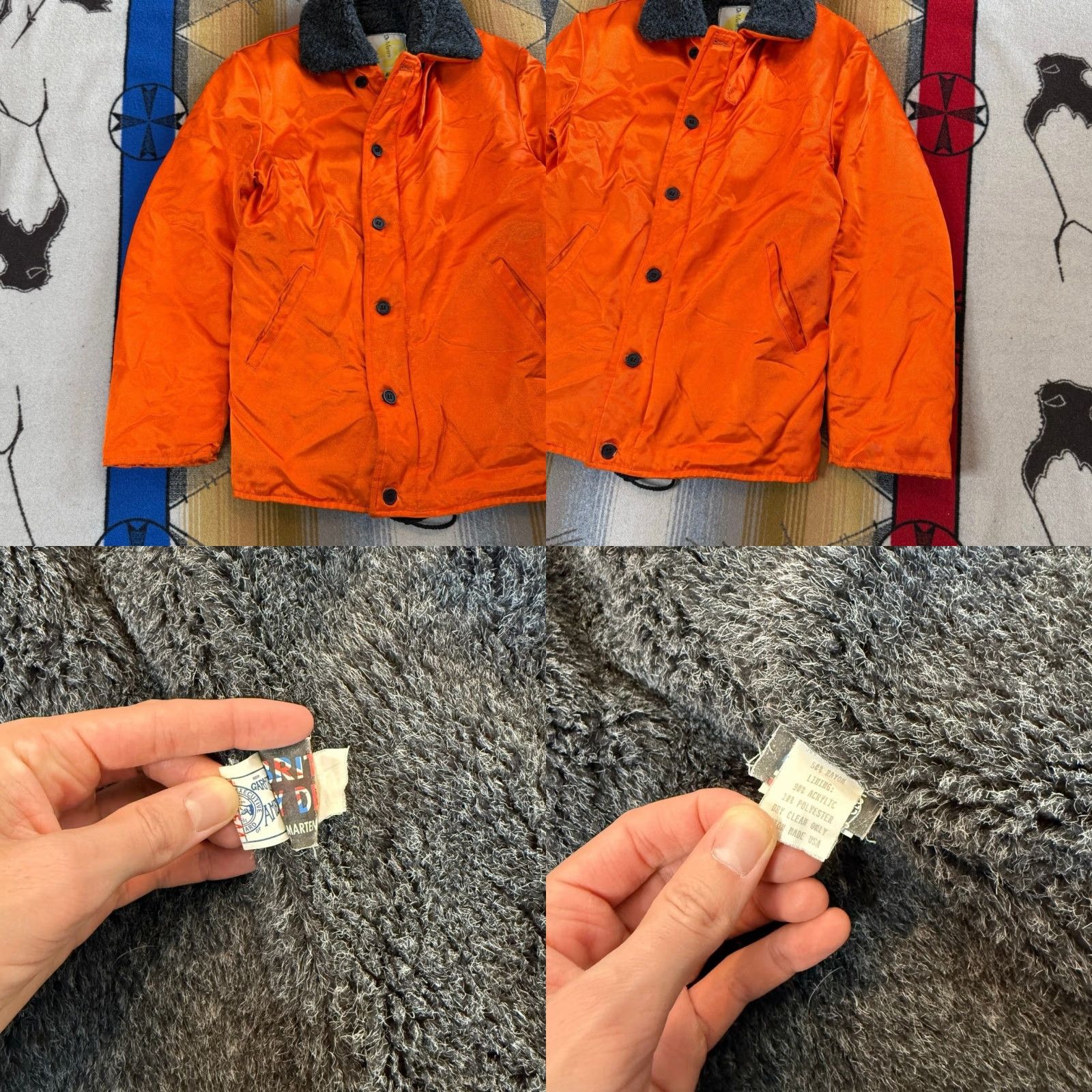 Dr. Martens VINTAGE 90s Dr. Martens Air Wair Flight Jacket Small Orange Lined Military Jacket Men 90s Style Size US S / EU 44-46 / 1 - 8 Thumbnail