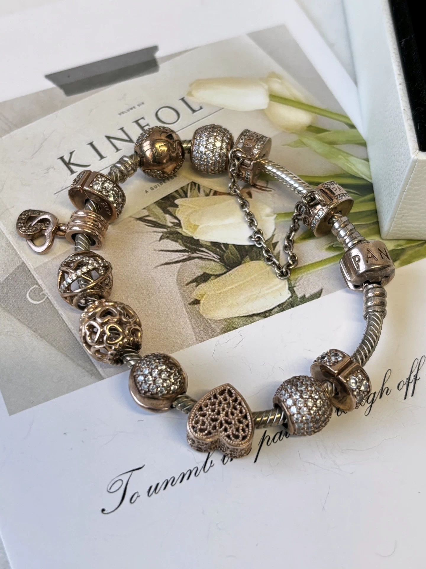 pandora Pandora Rose Gold Diamond-Bead 18cm Bracelet Sale Size ONE SIZE - 1 Thumbnail