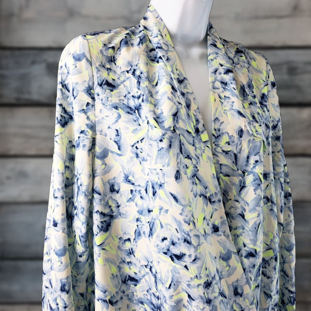 Vintage Lovers+Friends Womens Blouse S Blue Floral Long Sleeve V-Neck Shirt Size S / US 4 / IT 40 - 1 Thumbnail