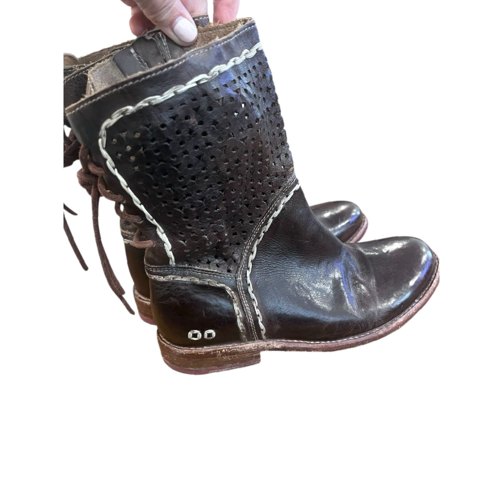 Bed Stu VINTAGE Bed|Stü Cobbler Boots Women Size 7.5 Leather Brown Distressed Lace Up Back Leather Combat Boot Womens Size US 8 / IT 38 - 3 Thumbnail