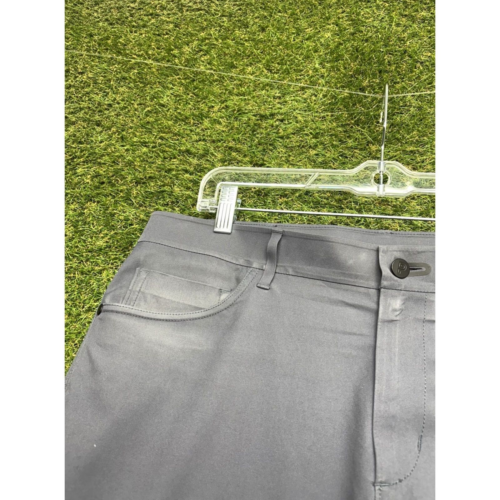 Vintage Public Rec Dealmaker Pants Slim 33x28 Gray Polyester Chino Men Straight Front 5-Pocket Flat Front Slimming Breathing Lightweight Size US 33 - 6 Thumbnail