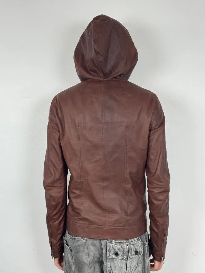 Rick Owens SS2014 Rick Owens Brown Avant-Garde Hooded Leather Jacket Size US M / EU 48-50 / 2 - 3 Thumbnail