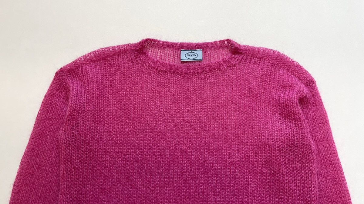 Prada A/W 19 Pink Cobweb Mohair Sweater Size US M / EU 48-50 / 2 - 2 Thumbnail