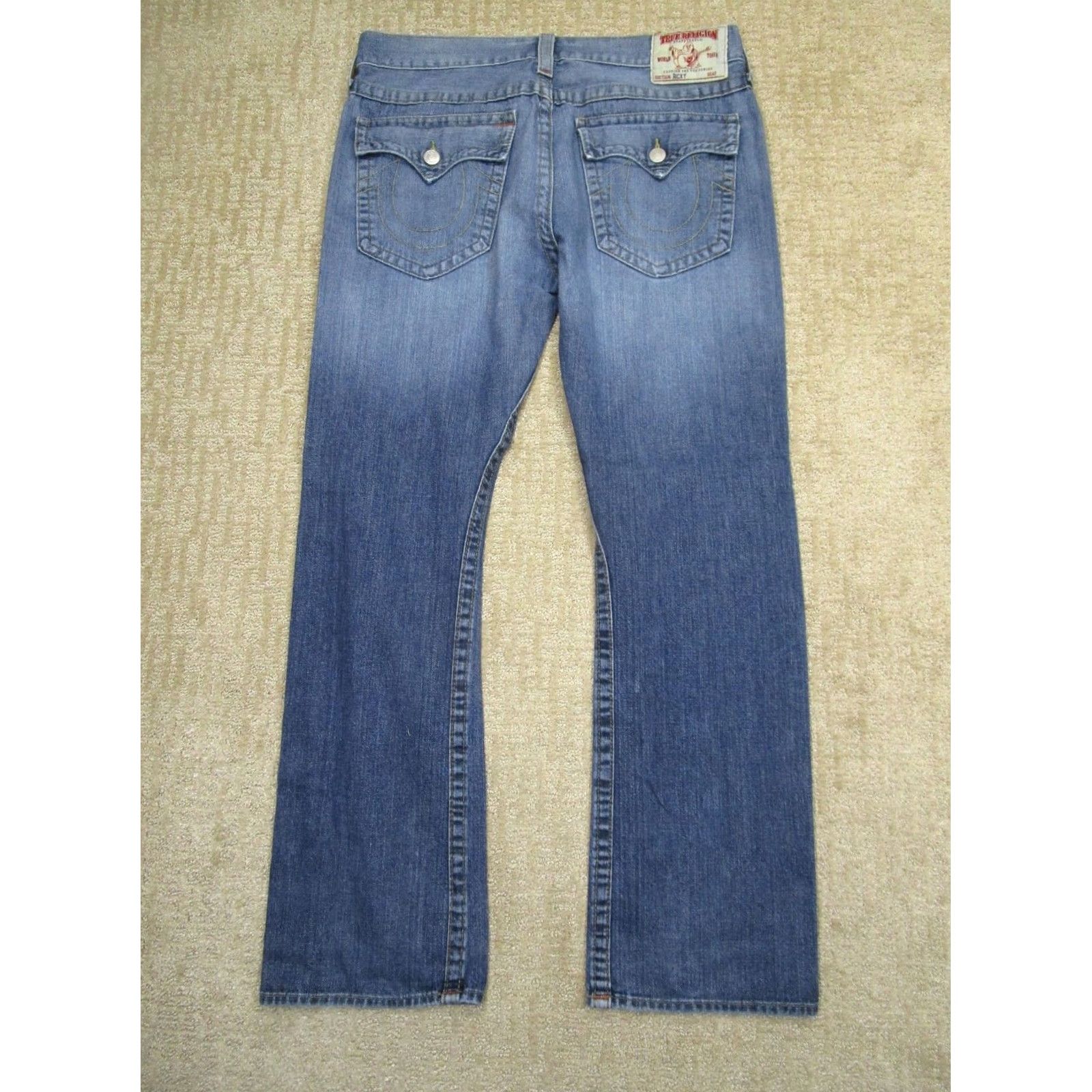 True Religion True Religion Jeans World Tour Ricky Men 38x34 Blue Light Wash Denim 5-Pocket Straight Relaxed Regular Style Jeans Size US 38 / EU 54 - 3 Thumbnail