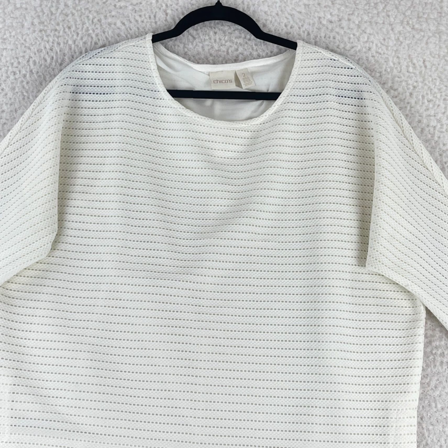 Vintage Chico's Shirt Womens Large White Dolman Sleeve Pullover Lined Casual Size L / US 10 / IT 46 - 2 Thumbnail