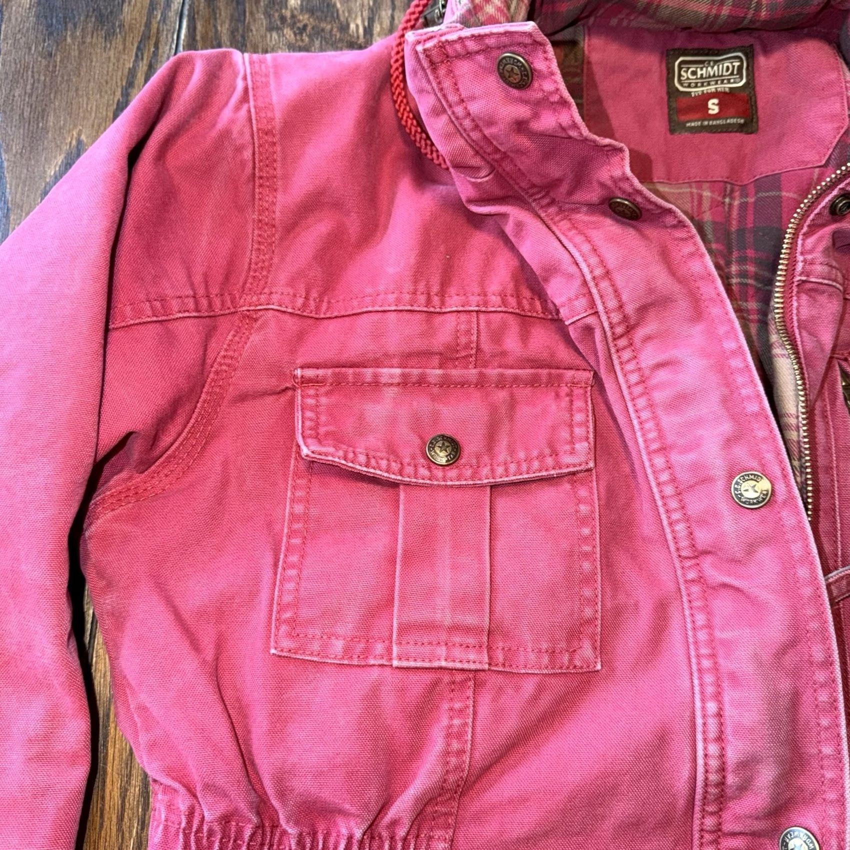 Vintage VINTAGE C.E. SCHMIDT WORKWEAR Red Canvas Jacket Coat Small Removable Hood Womens Jacket Size S / US 4 / IT 40 - 3 Thumbnail