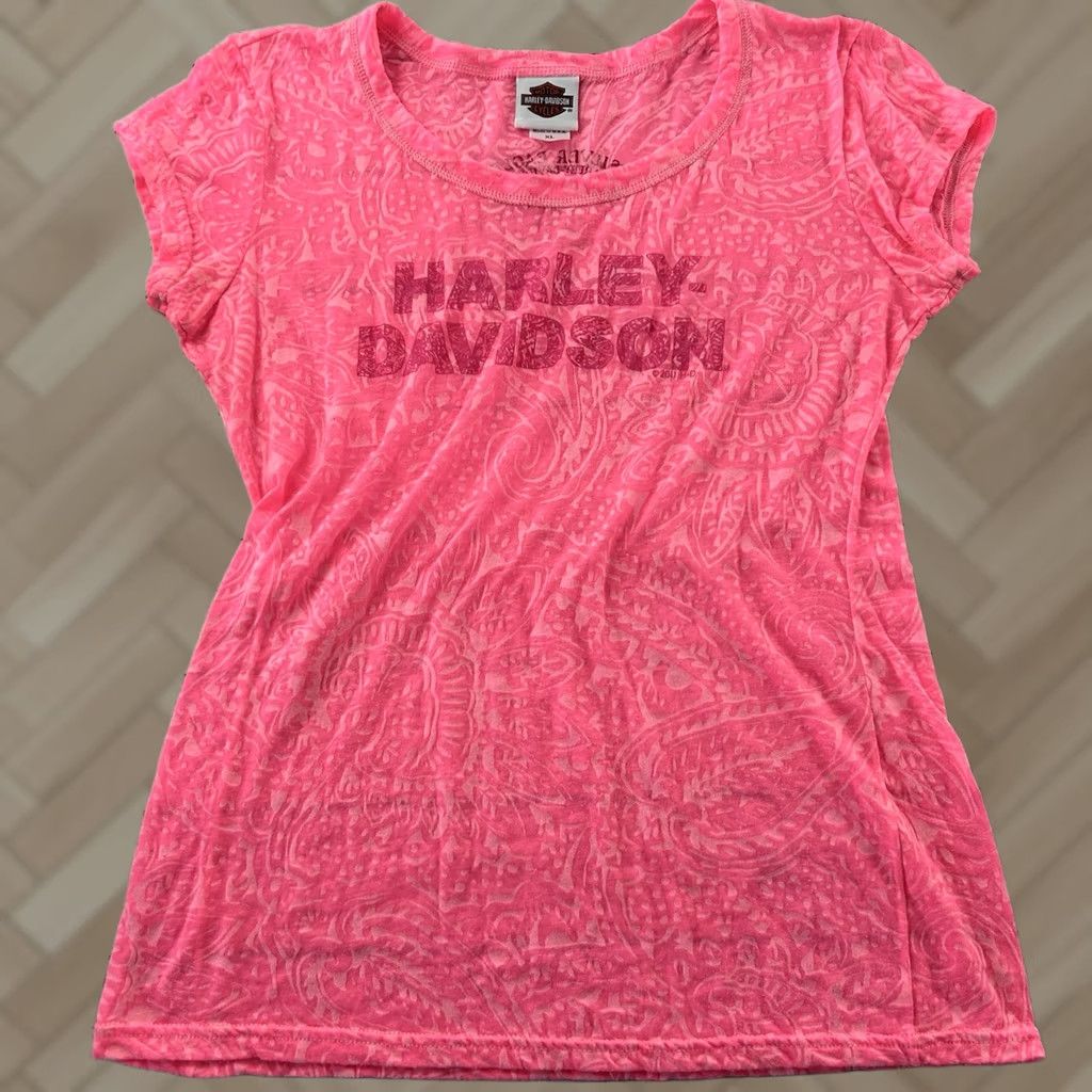 Harley Davidson Harley-Davidson Pink T-Shirt Women's XL Short Sleeve Silver Eagle Iowa Burnout Shirt Womens XL Pink T Shirt Harley-Davidson Shirt Size XL / US 12-14 / IT 48-50 - 1 Thumbnail