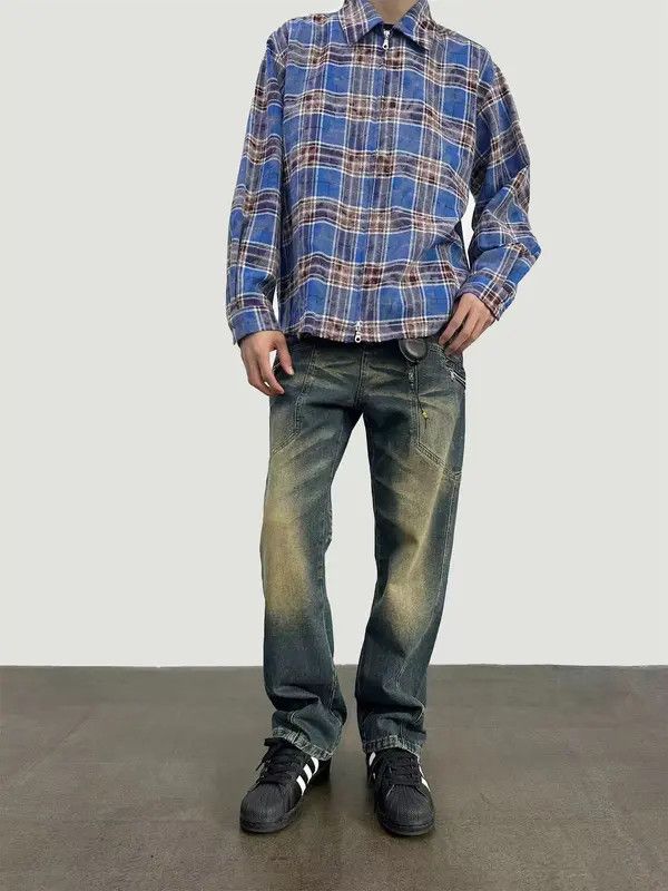 Japanese Brand × Jean Street yellow mud washed loose jeans Size US 32 / EU 48 - 1 Thumbnail