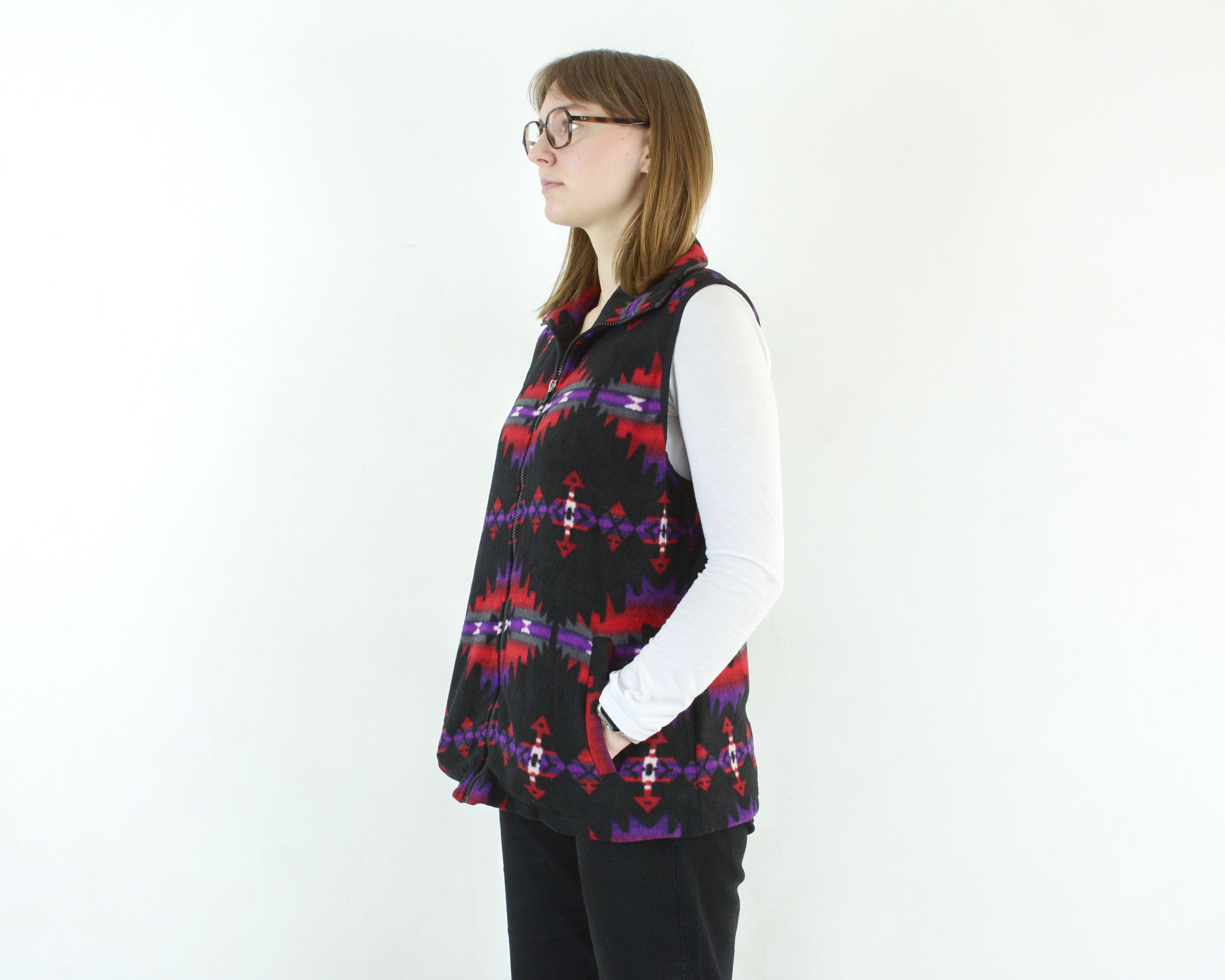 Chaps × Chaps Ralph Lauren × Vintage Vest Tank Gilet Waistcoat Multi Colour Aztec Authentic South Size XL / US 12-14 / IT 48-50 - 3 Thumbnail