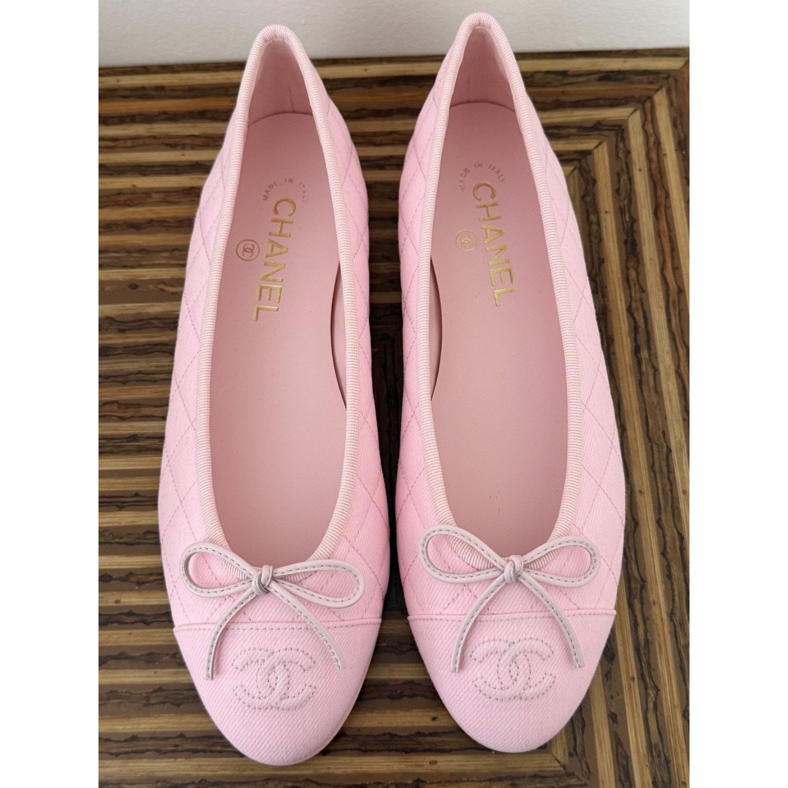 Chanel Chanel Light Pink Denim Quilted CC Bow Ballet Flat 39 Size US 8 / IT 38 - 3 Thumbnail