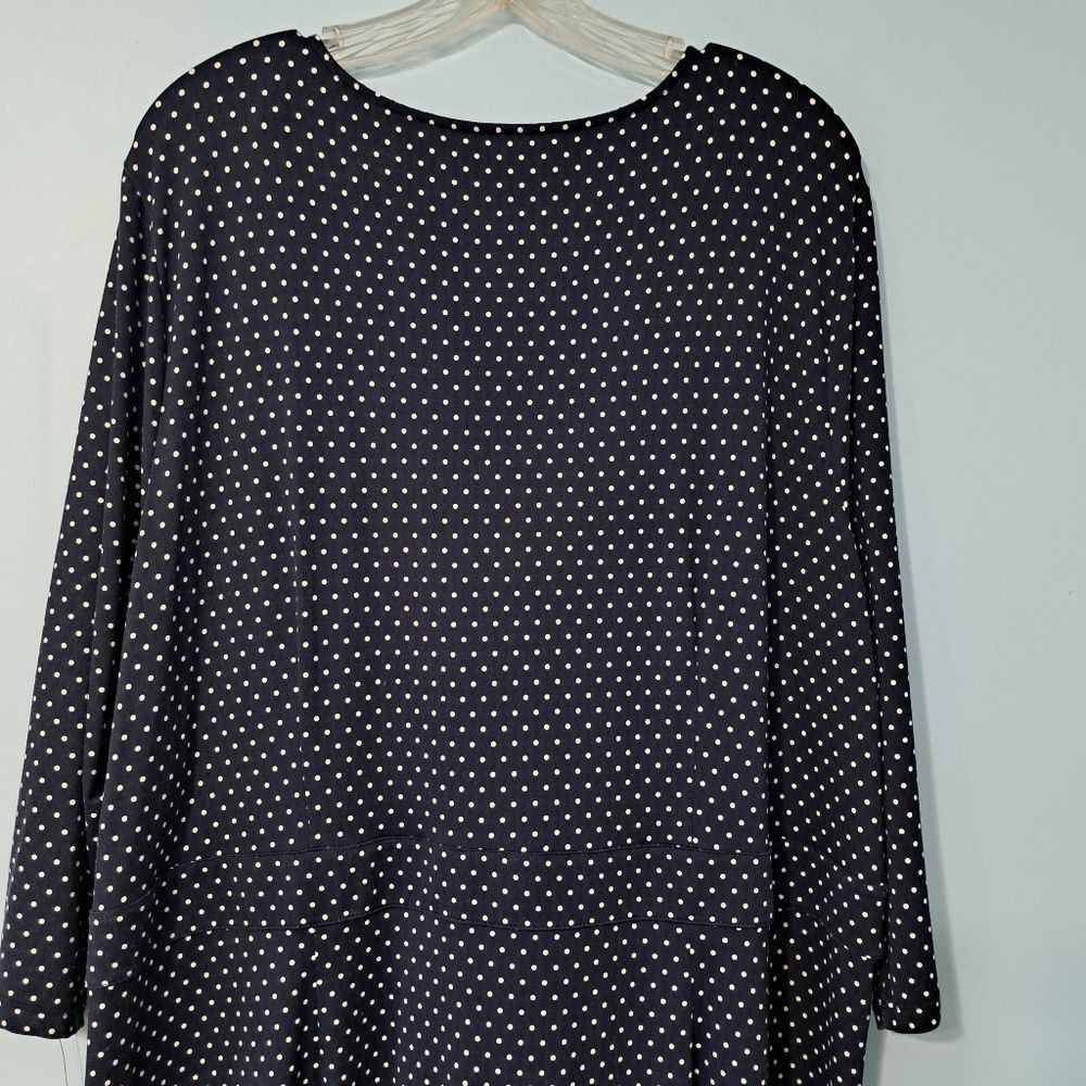 Other Talbots Polka Dot Print Faux Wrap Stretch Fabric Navy/White Size 3XL / US 20-22 - 6 Thumbnail