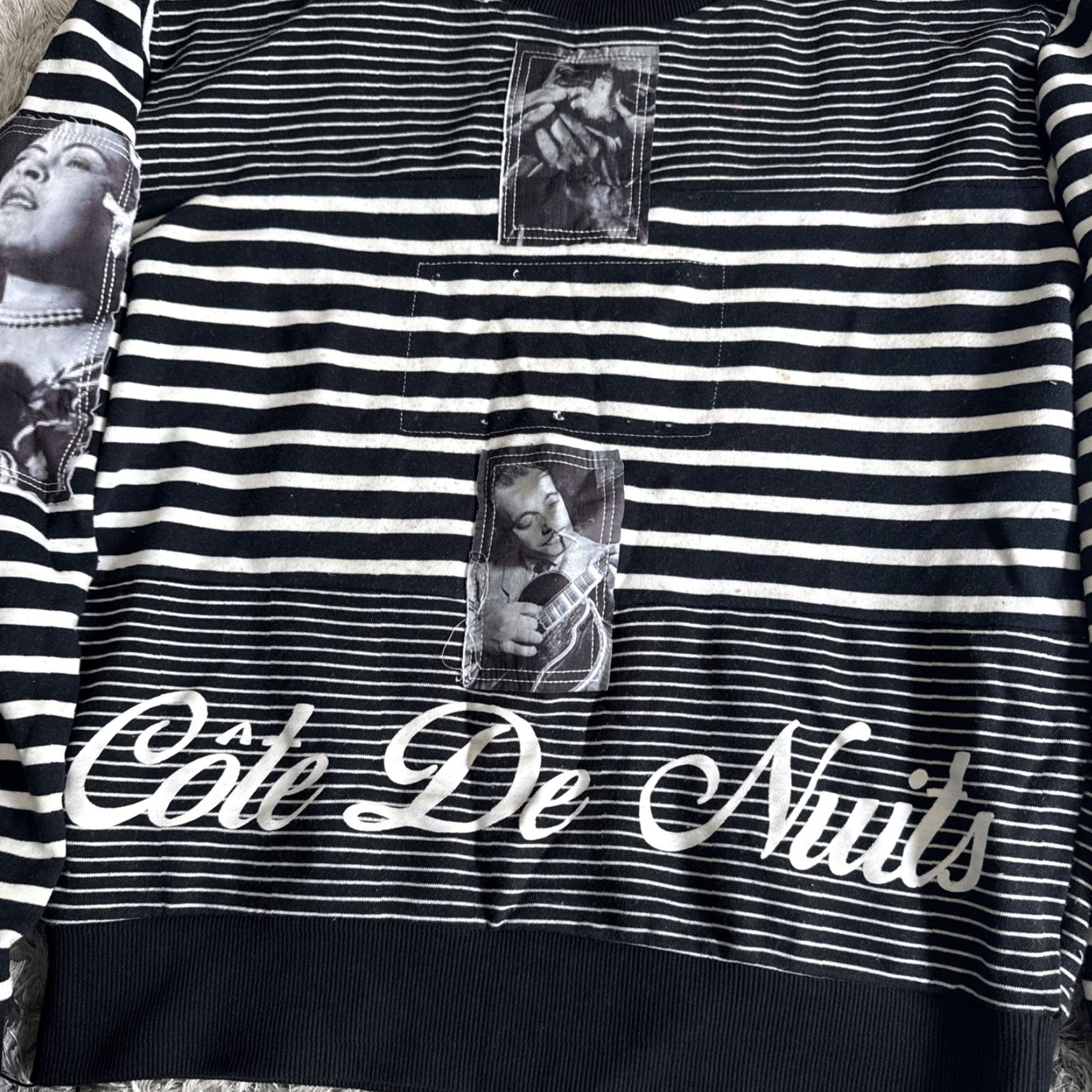 Vintage Côte De Nuits Sweatshirt Striped Black M Men Designer Pullover Size US M / EU 48-50 / 2 - 2 Thumbnail