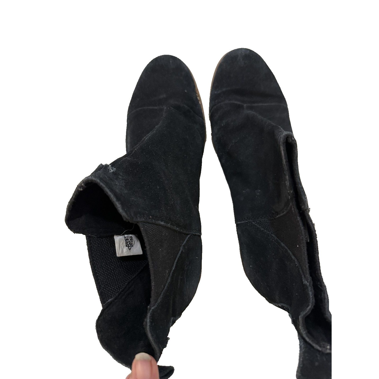 Toms TOMS Boots Womens 9.5 Black Suede Chelsea Ankle Block Heel Size US 9.5 / IT 39.5 - 4 Thumbnail