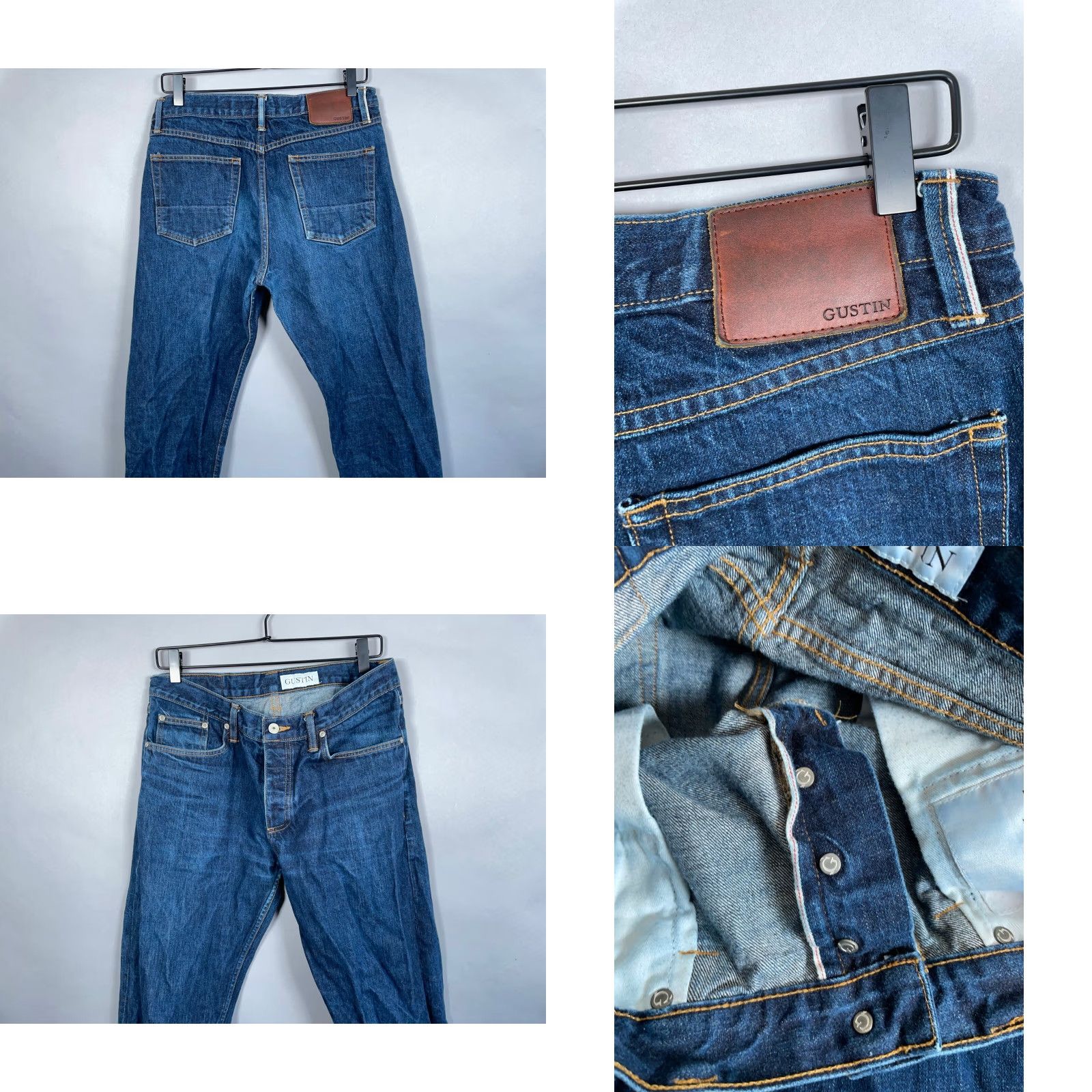 Gustin Gustin California Straight Leg Jeans Men's 32 x 33 Blue Raw Selvedge Denim 5-Pocket Straight Rise Mid Vintage: No Mens Size US 32 / EU 48 - 9 Thumbnail