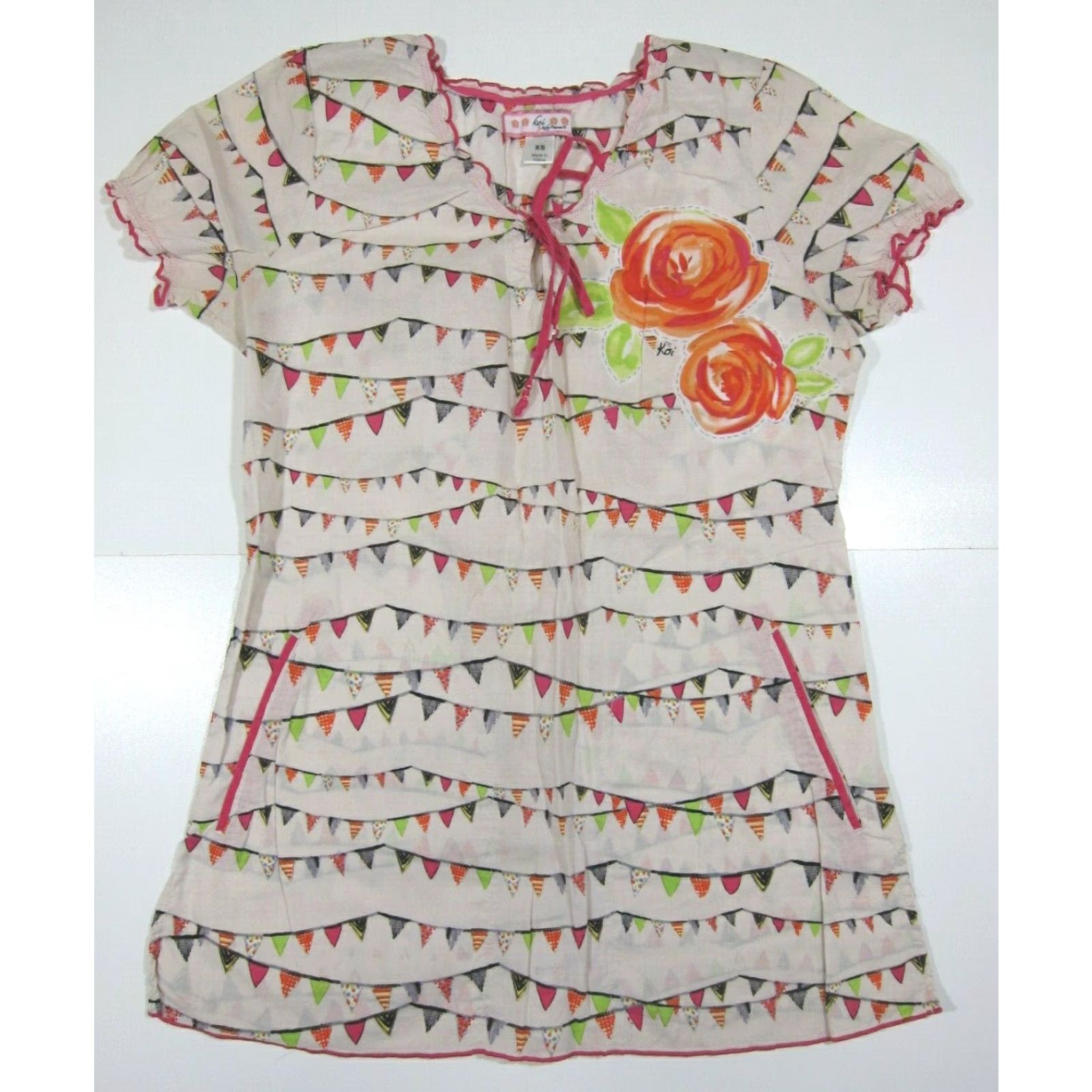 Koio Koi Kathy Peterson 100% Cotton Pink Floral Nurse Medical Scrub Top XS Unisex Shirt Pink Floral 100% Cotton Scrub Top XS Nurses Medical Koi Size US XS / EU 42 / 0 - 2 Thumbnail