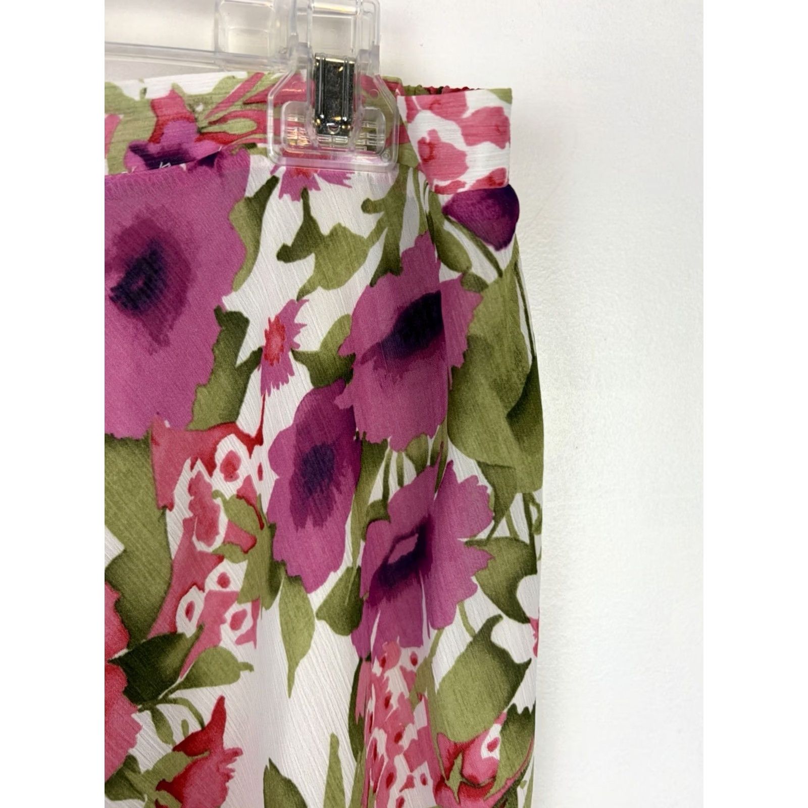 Pinko Roz & Ali Floral Maxi Skirt Womens 1X Skirt + Plus Size Pink Floral Boho Chiffon Ruffle Asymmetric Long Maxi Dress Size 40" / US 18 - 3 Thumbnail