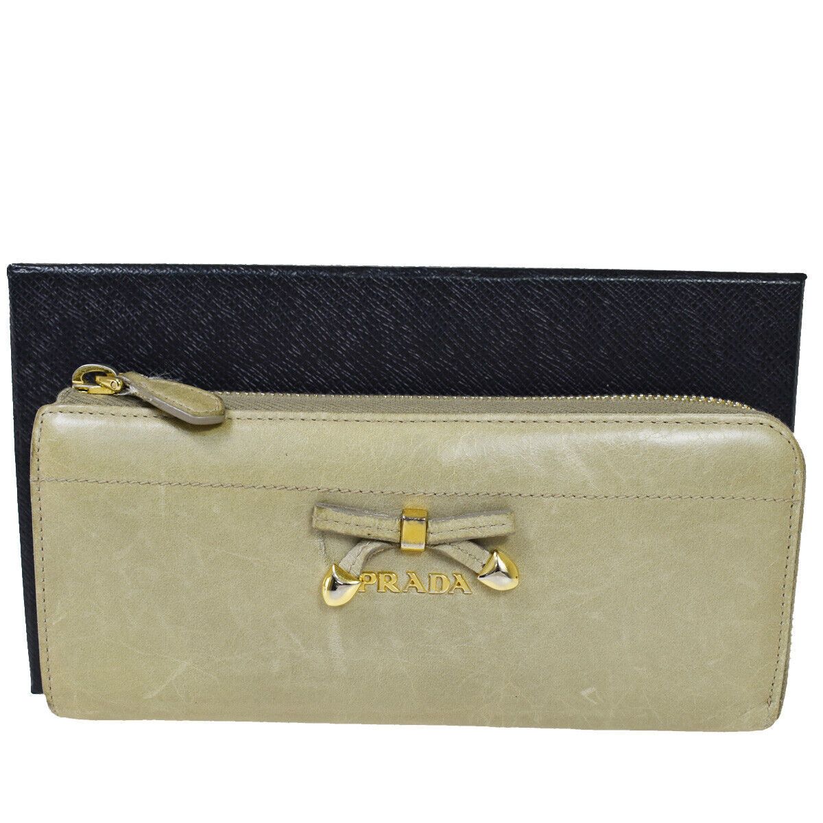 image of Prada Ribbon Wallet in Khaki, Women's