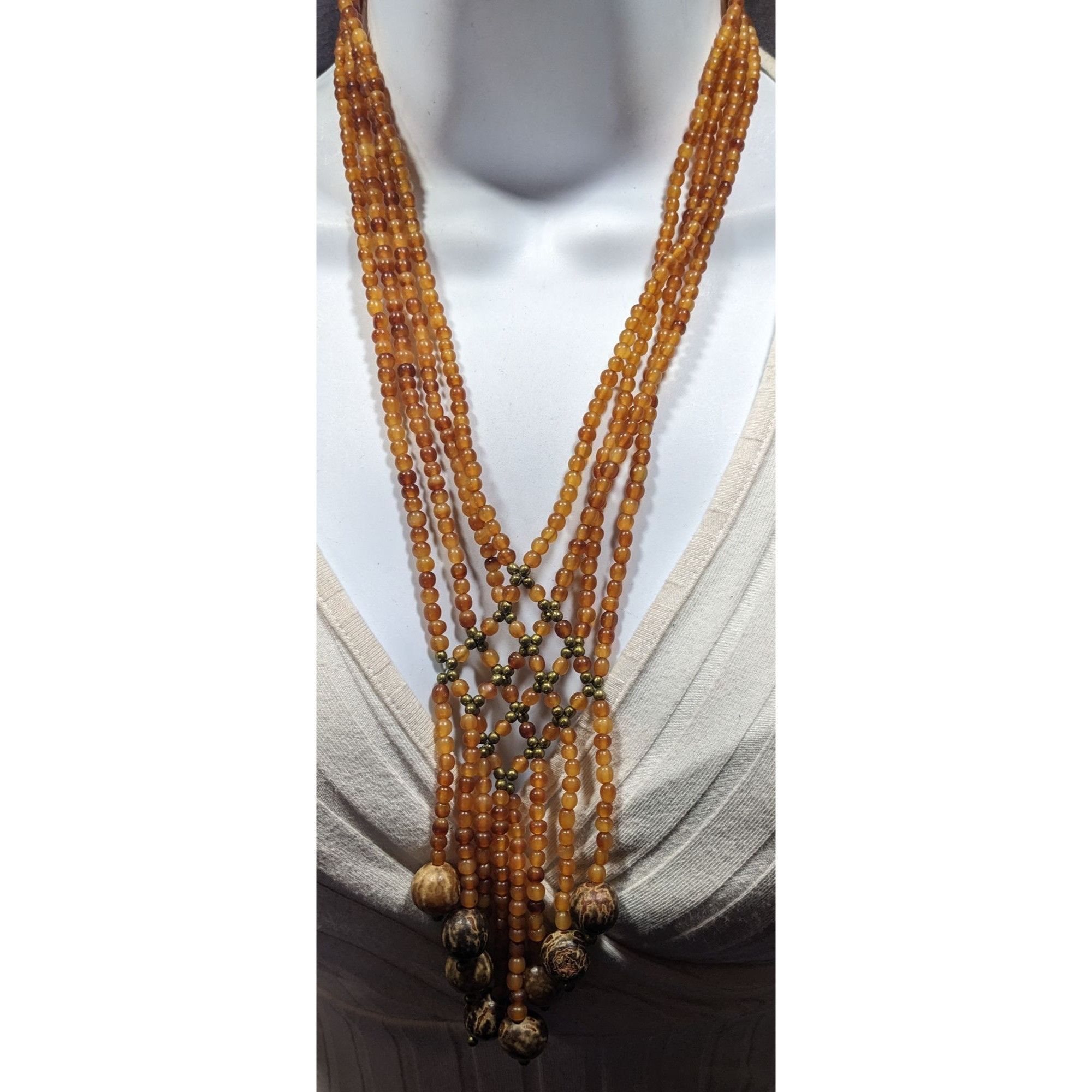 Other Unique Bohemian Glass Wood And Metal Braided Beaded Necklace Size ONE SIZE - 2 Thumbnail