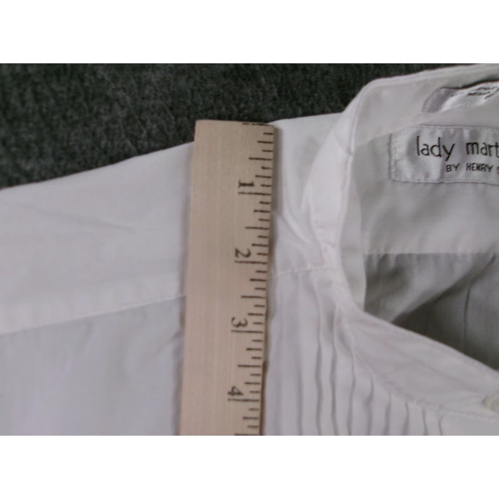 Vintage Lady Martino Shirt Women 14 White Short Sleeve Pleated Front Tuxedo Band Collar Size XL / US 12-14 / IT 48-50 - 4 Thumbnail