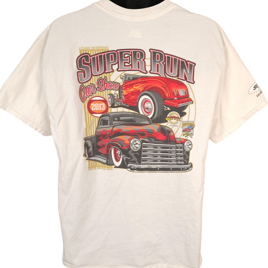 Hanes Super Run Car Show T Shirt Mens Size XL Cream 2013 Las Vegas Size US XL / EU 56 / 4 - 1 Thumbnail