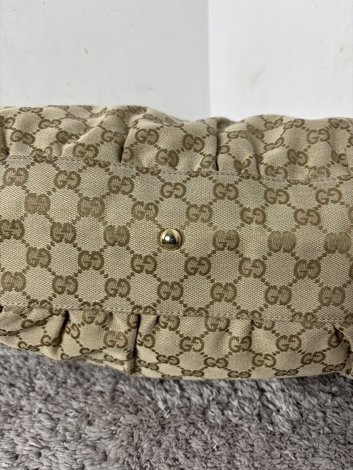 Gucci GUCCI GG Canvas Tote Bag Beige Gold Auth th540 Golden boston Size ONE SIZE - 13 Thumbnail