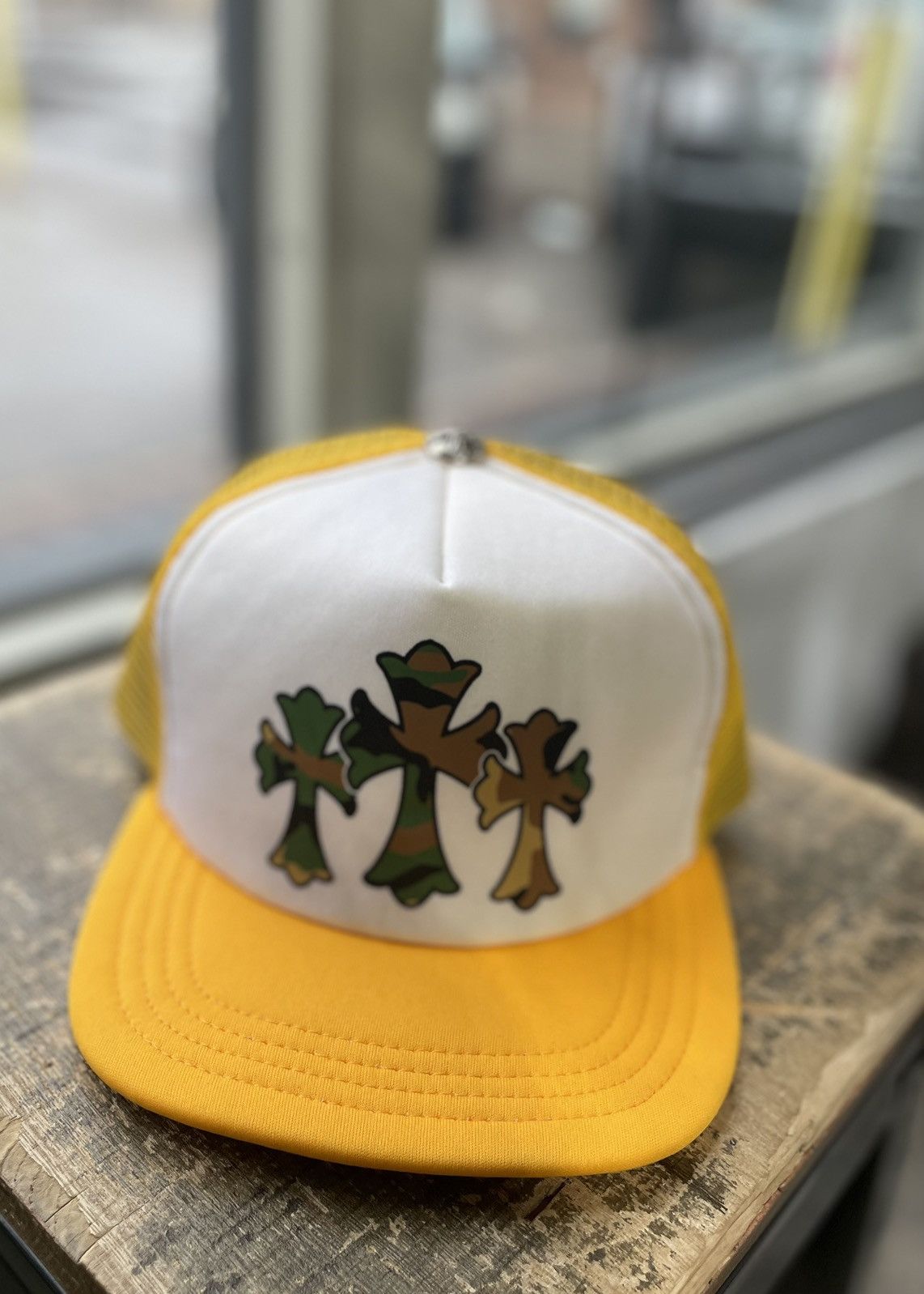 Chrome Hearts Chrome Hearts Camo Cemetery Trucker Hat Yellow Size ONE SIZE - 2 Thumbnail