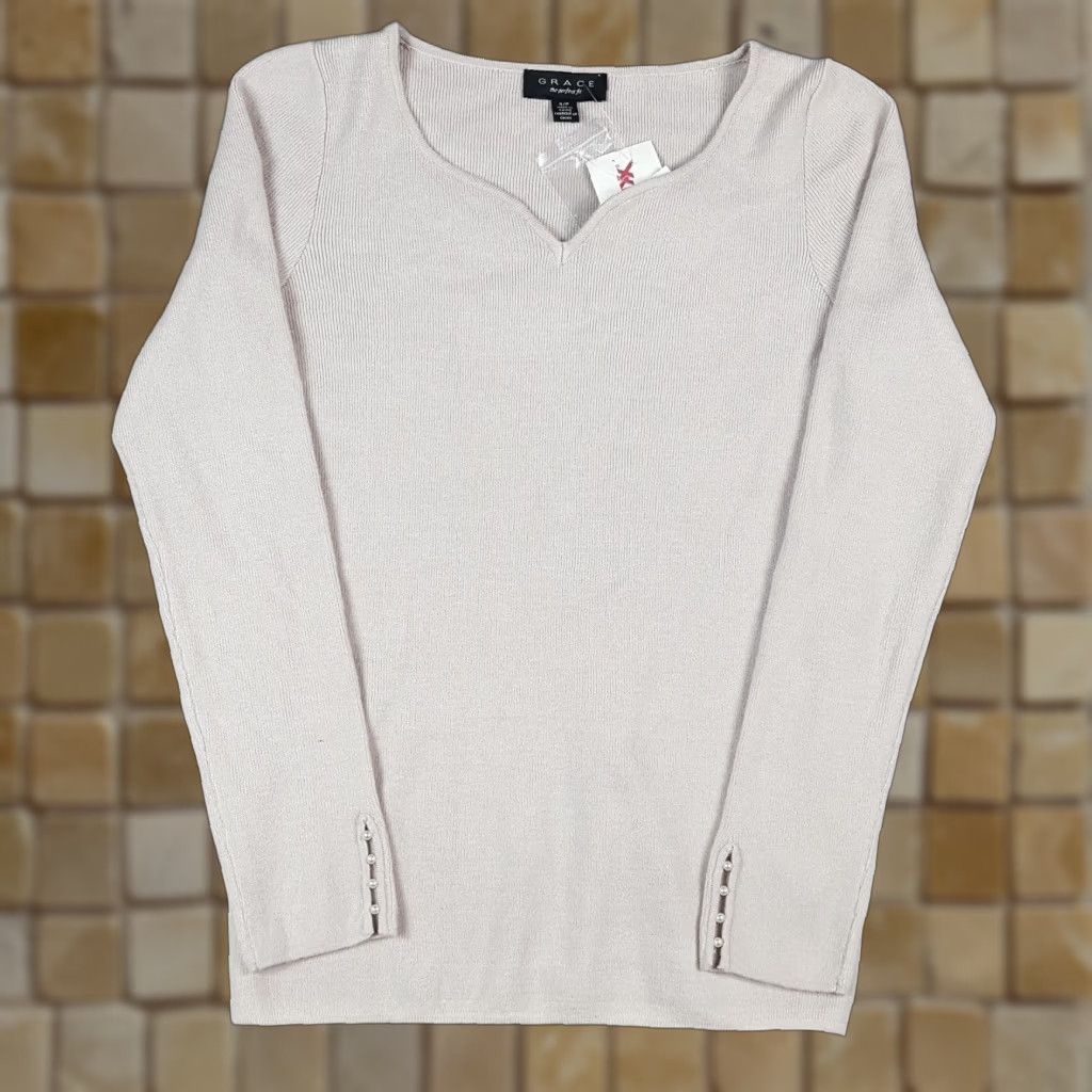 Vintage VINTAGE Grace Viscose Blend Long Sleeve Shirt Top Women Small Beige Casual Retro Fall Winter Size S / US 4 / IT 40 - 1 Thumbnail