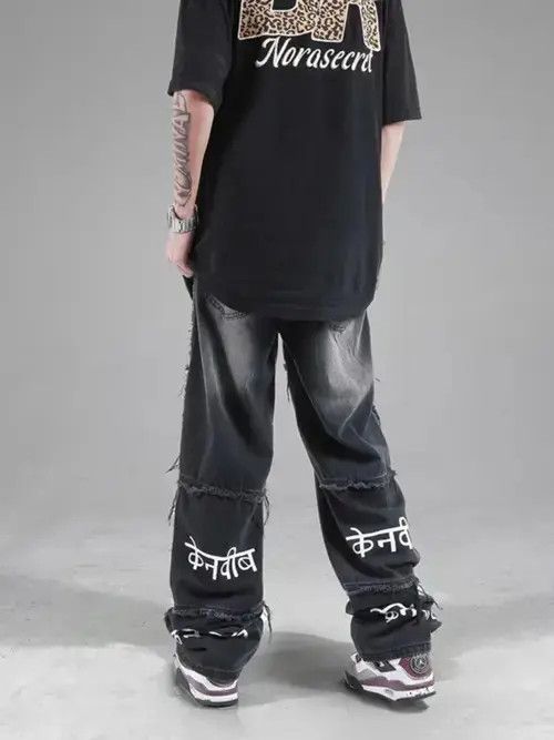 Japanese Brand × Jean Street Hip Hop Black Gradient Wide Leg Jeans Size US 32 / EU 48 - 4 Thumbnail