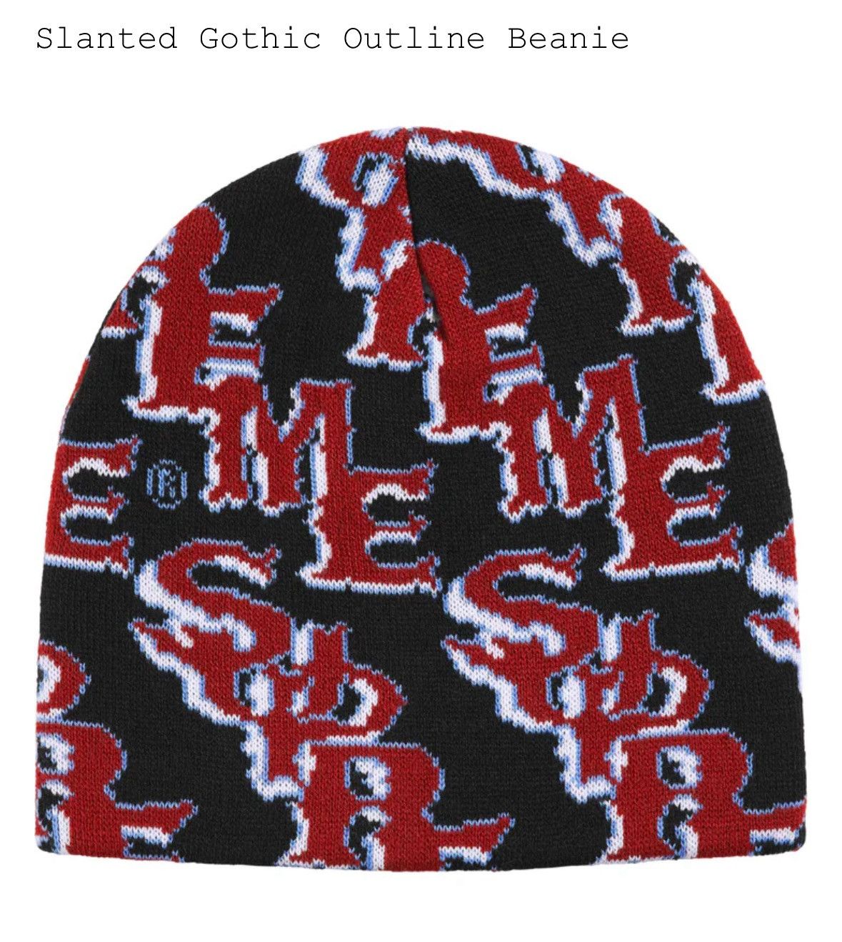 Supreme Supreme Slanted Gothic Outline Beanie Black/Red Size ONE SIZE - 1 Thumbnail