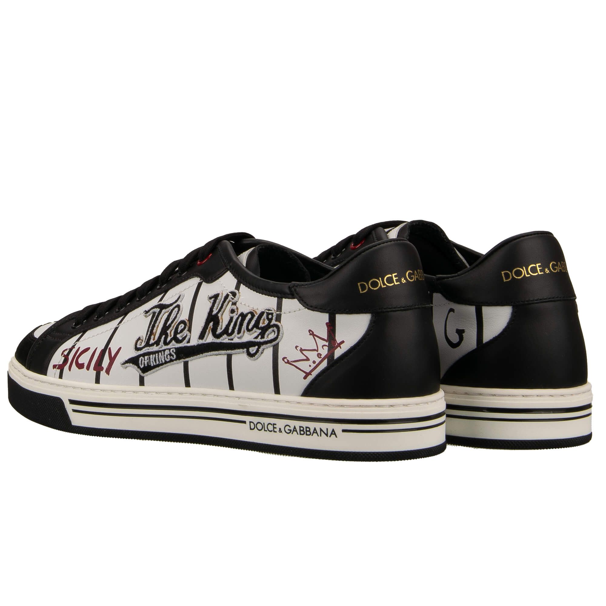 Dolce & Gabbana o1y0125 Logo Embellished Low-Top Sneakers in Black/White Size US 7 / EU 40 - 4 Thumbnail