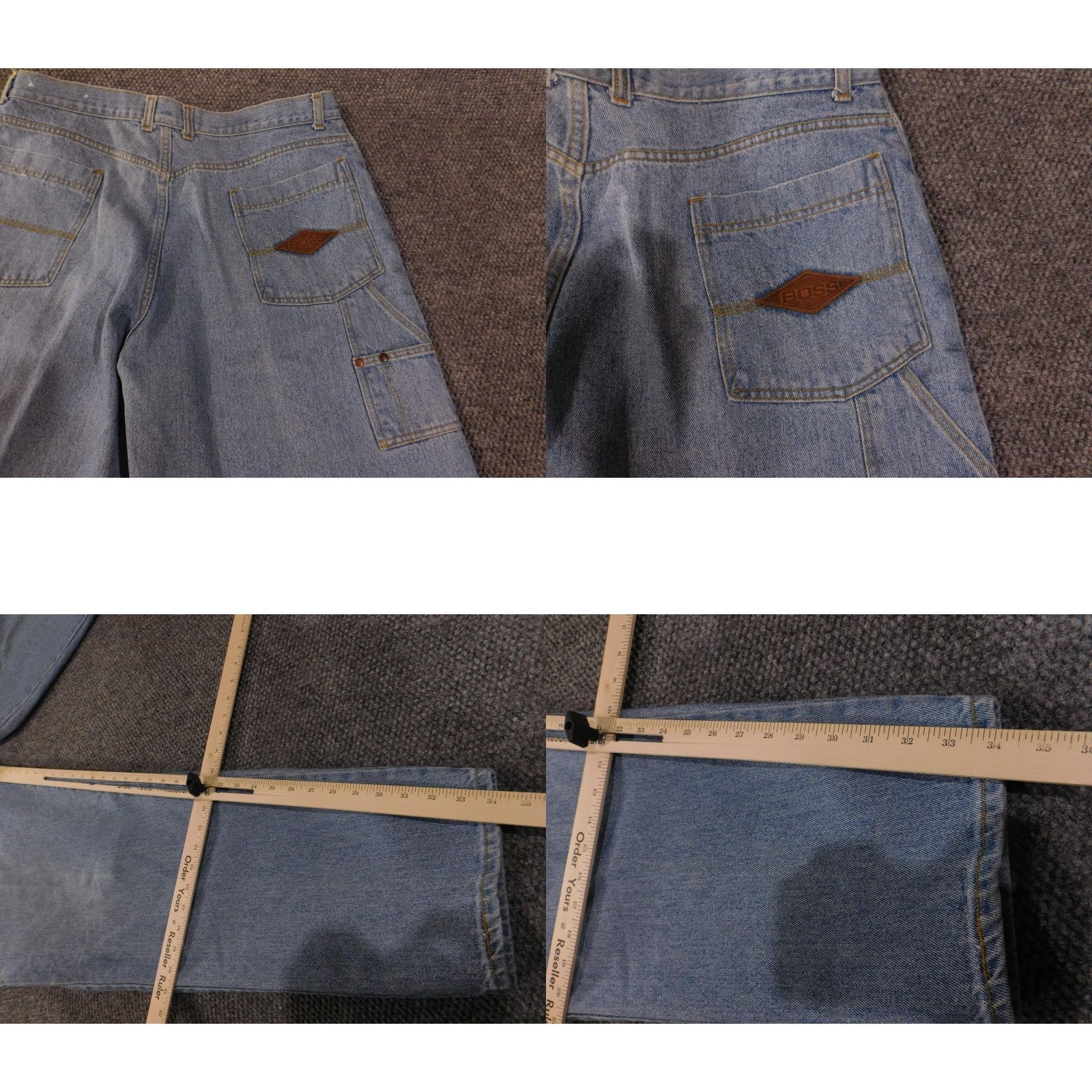 Hugo Boss VINTAGE Boss Jeans Mens 40L Blue Denim Carpenter Straight Leg Made USA 90s Y2K Size US 40 / EU 56 - 9 Thumbnail