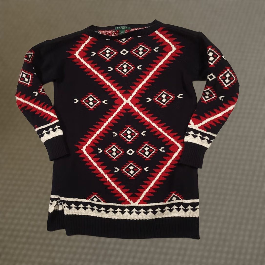 Ralph Lauren VINTAGE Lauren Ralph Lauren Womens Southwest Aztec Sweater Black Pullover Size S / Small Size S / US 4 / IT 40 - 1 Thumbnail
