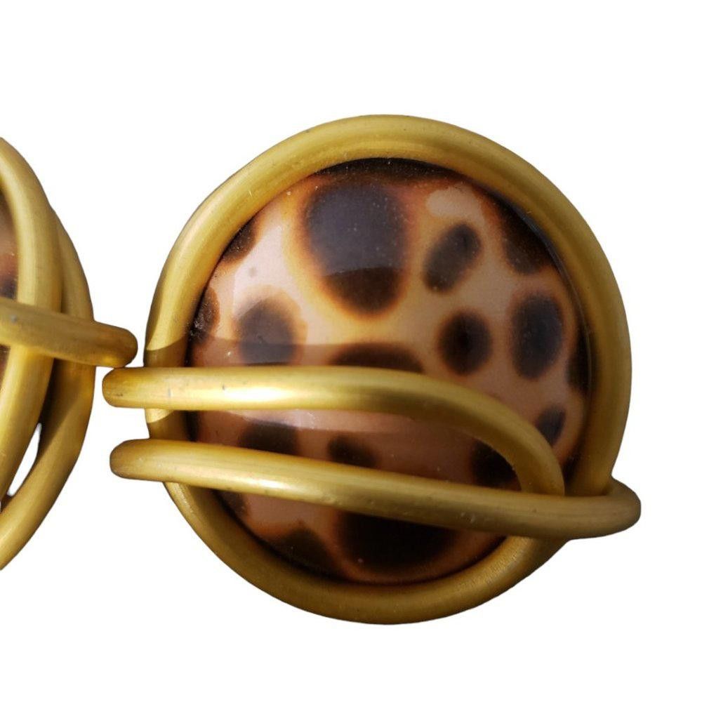Designer Vintage Animal Print Clip Earrings 1" Size ONE SIZE - 3 Thumbnail