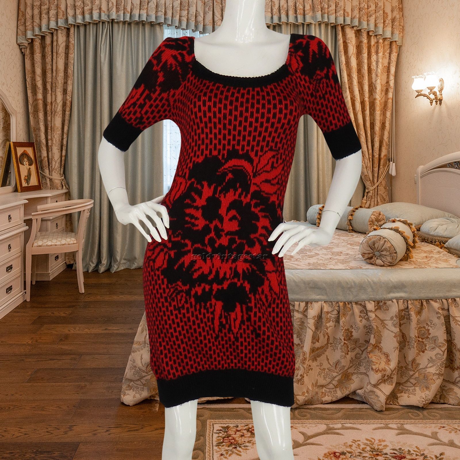 Other Bold Floral Knit Sweater Dress Y2K Bodycon S Size S / US 4 / IT 40 - 2 Thumbnail