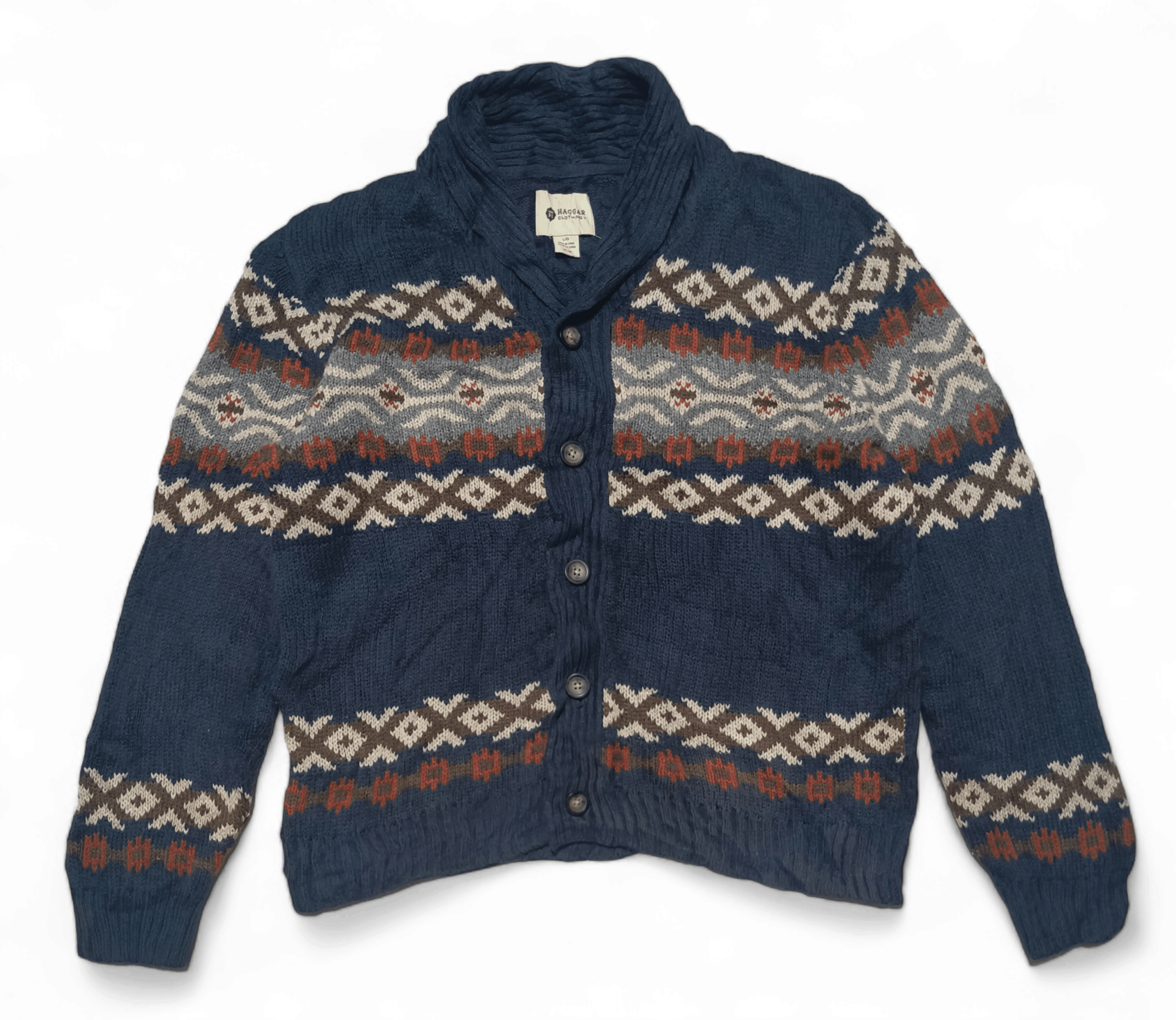 Vintage 90s HAGGAR Ethnic Abstract Motifs Knit Sweater