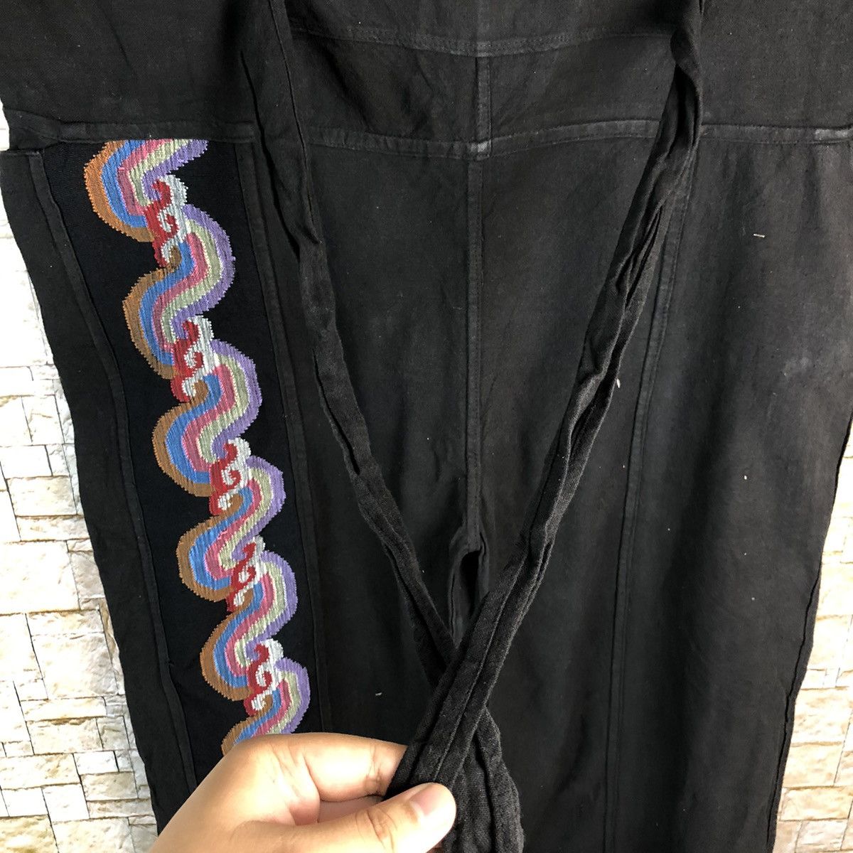 Japanese Brand Amina double waist art design Black Pants #A133 Size US 32 / EU 48 - 15 Thumbnail