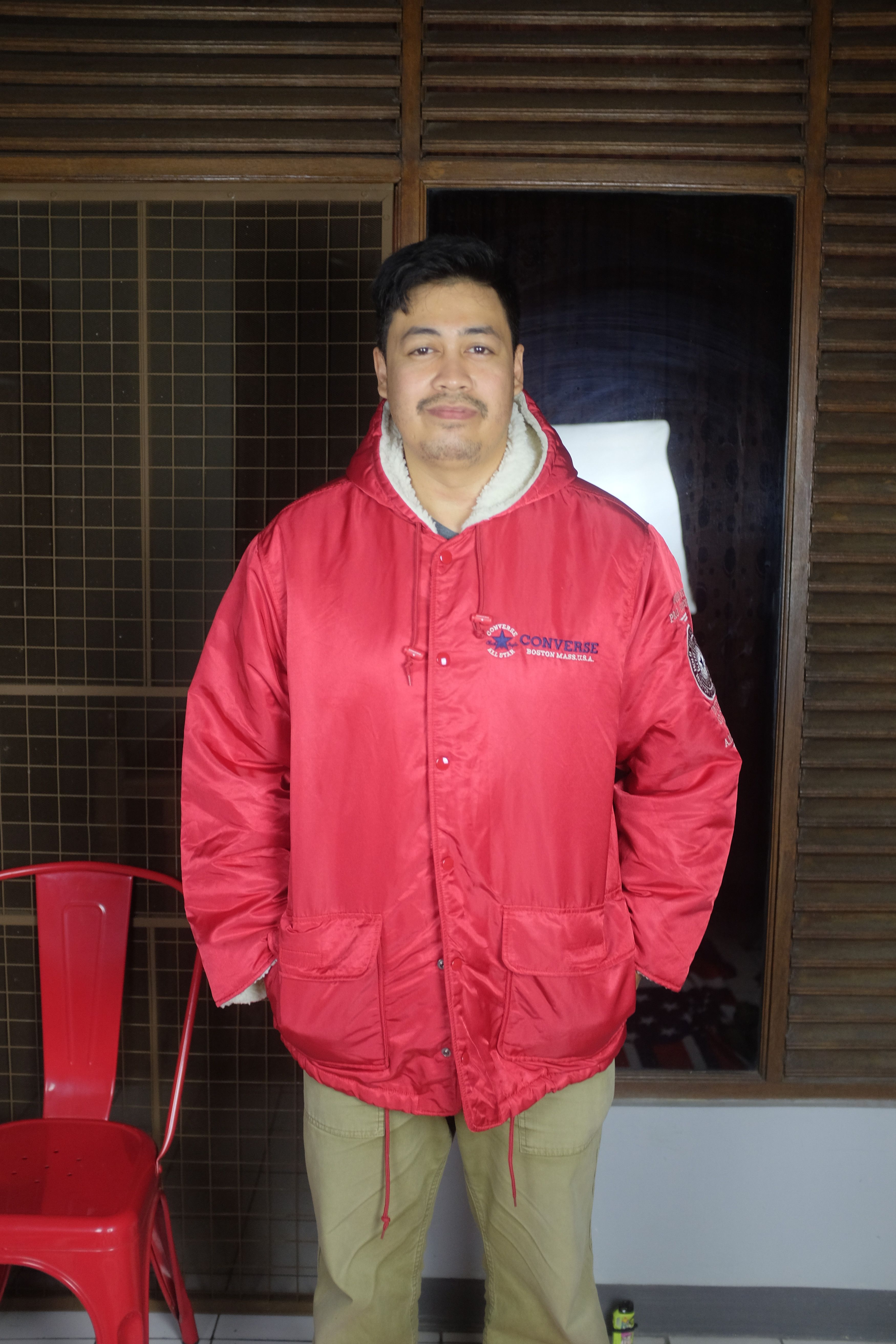 Converse Converse Bombers Sherpa Lining Hoodie Big Logo Jacket Red Size US L / EU 52-54 / 3 - 9 Thumbnail