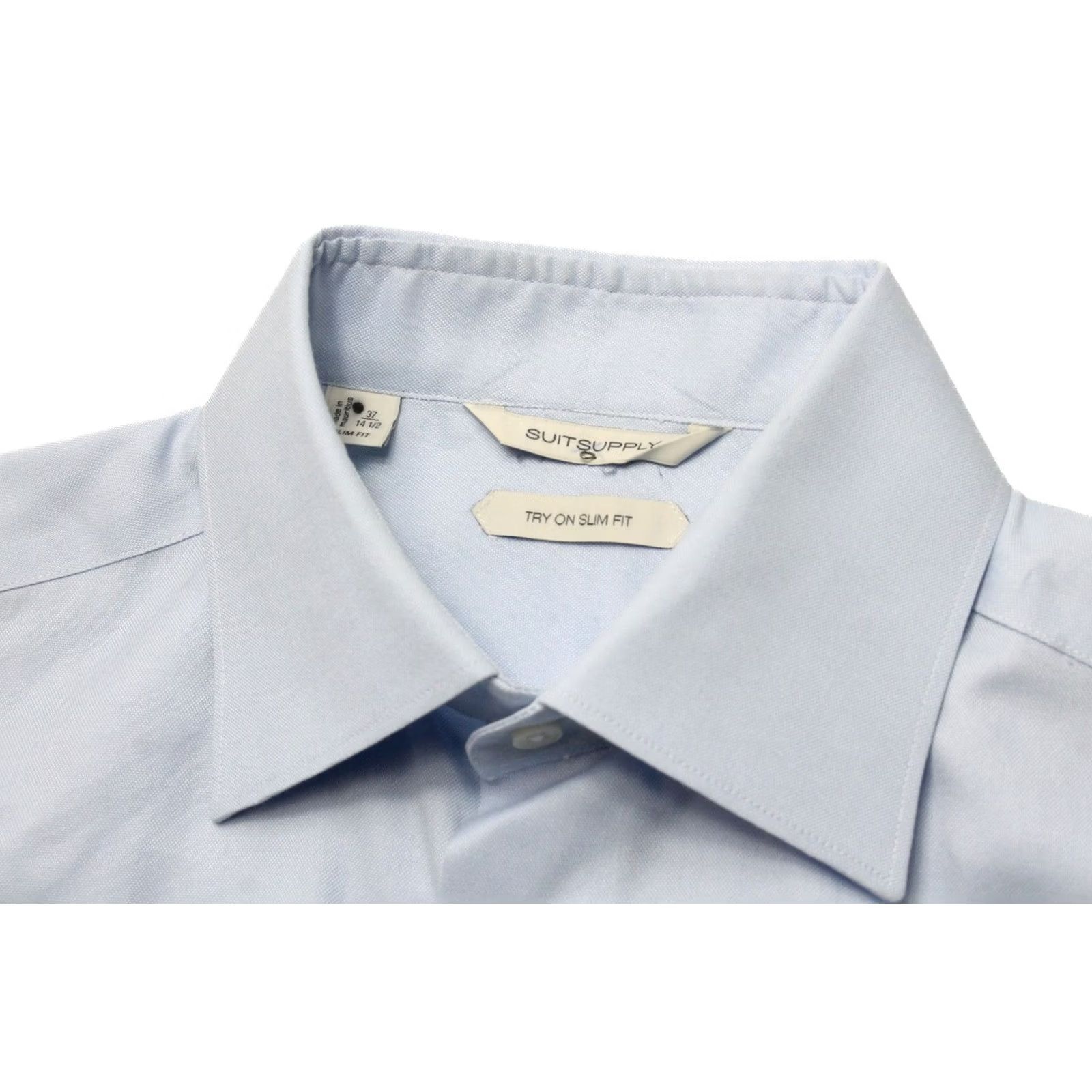 Suitsupply SUITSUPPLY Shirt Men 37 14.5 Blue Slim Fit Spread Collar Formal Button Up Cotton Size 36R - 4 Thumbnail