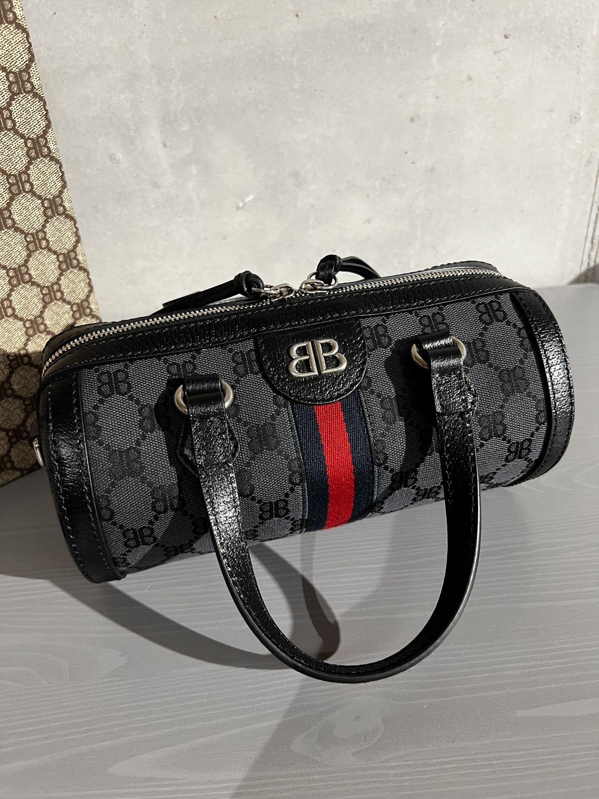 Gucci Gucci x Balenciaga Black Monogram Jacquard Canvas Hacker bag Size ONE SIZE - 3 Thumbnail