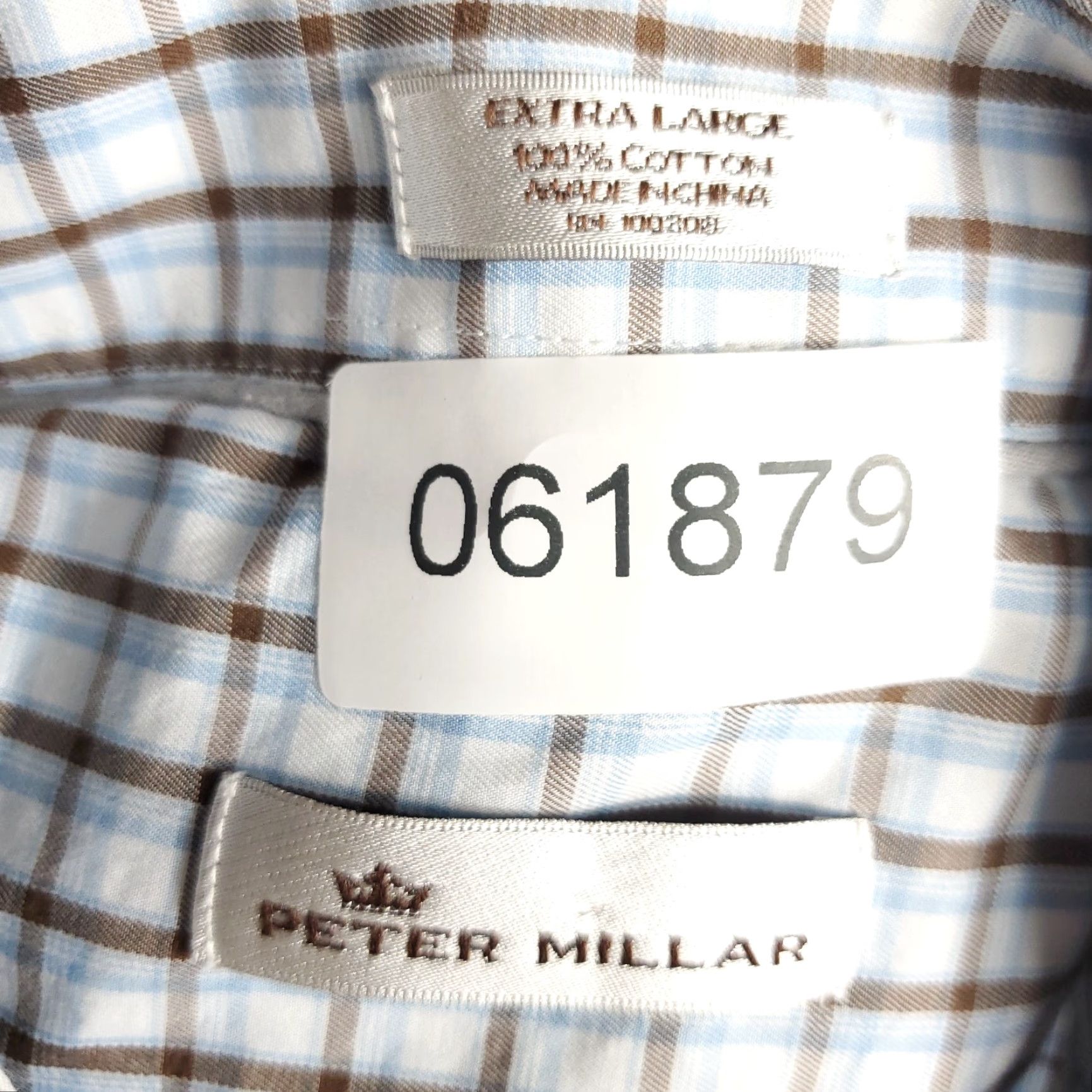 Peter Millar Peter Millar Shirt Mens XL Brown Blue Plaid Button-Up Long Sleeve Casual Size US XL / EU 56 / 4 - 7 Thumbnail