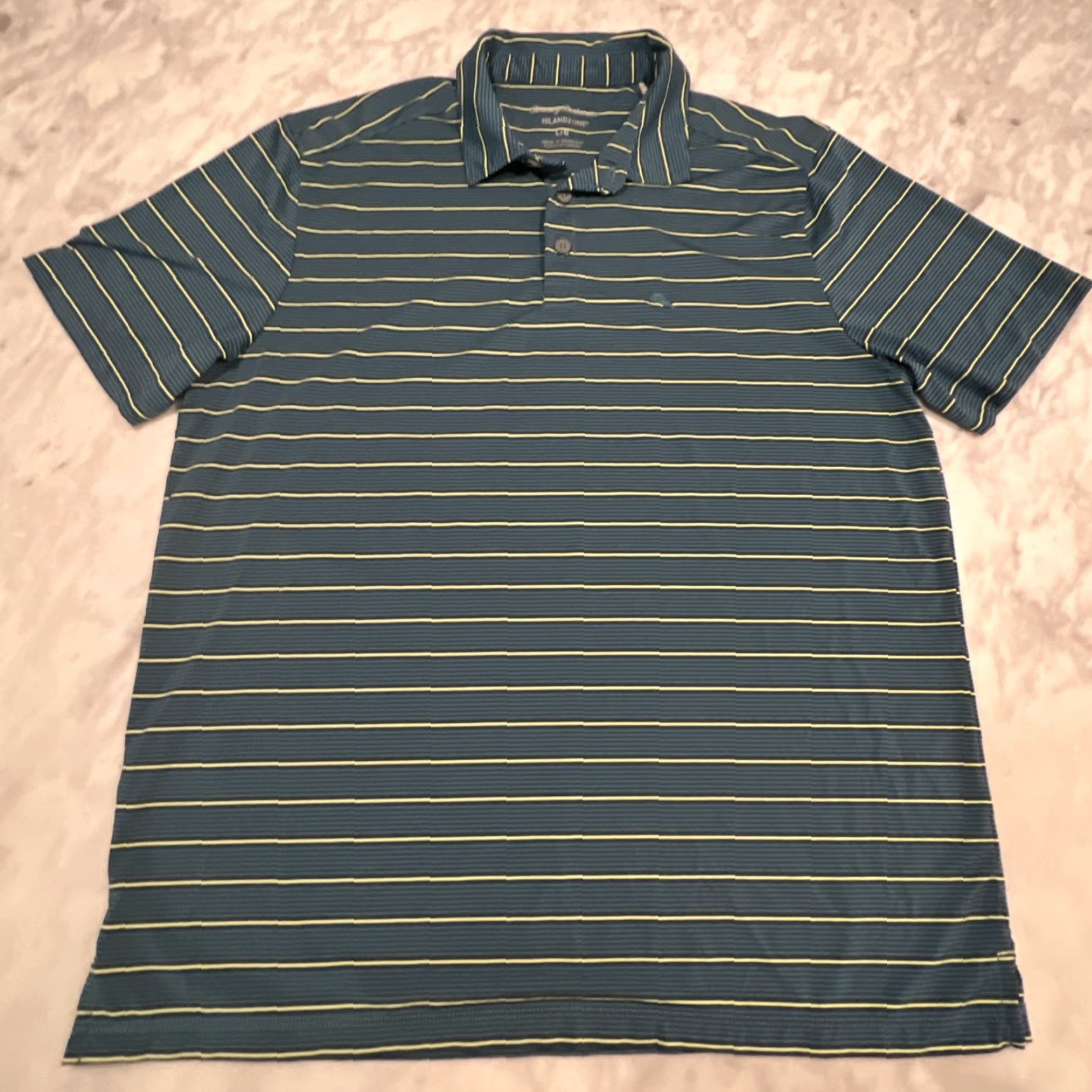 Tommy Bahama Tommy Bahama Island Zone Polo Shirt Mens Large Green Striped Short Sleeve Light Size US L / EU 52-54 / 3 - 2 Thumbnail