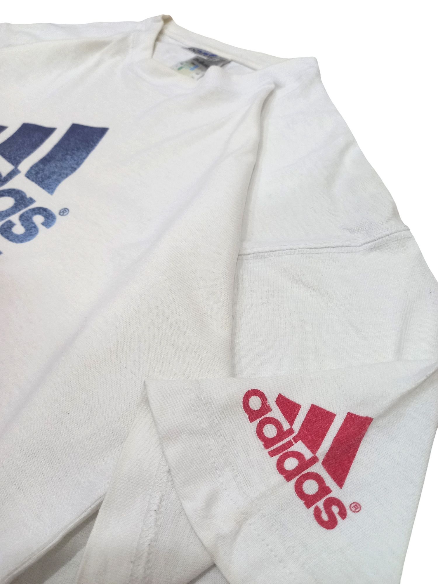 Adidas × Vintage Rare! Vintage 90s Adidas "From Down Town" Big Spellout Tee Size US M / EU 48-50 / 2 - 3 Thumbnail