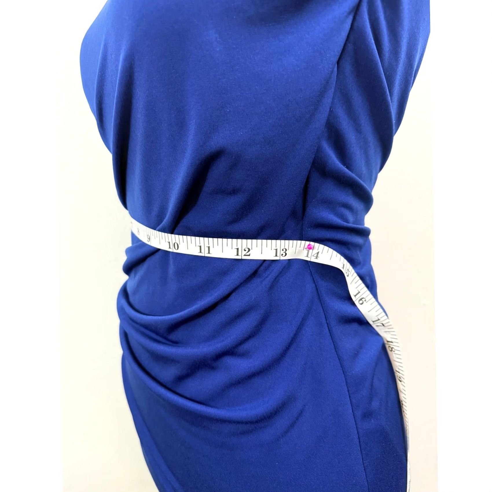 Express Express Blue Solid Knit One Shoulder Dress Short Sleeveless Women Size XS Size 26" / US 2 / IT 38 - 5 Thumbnail