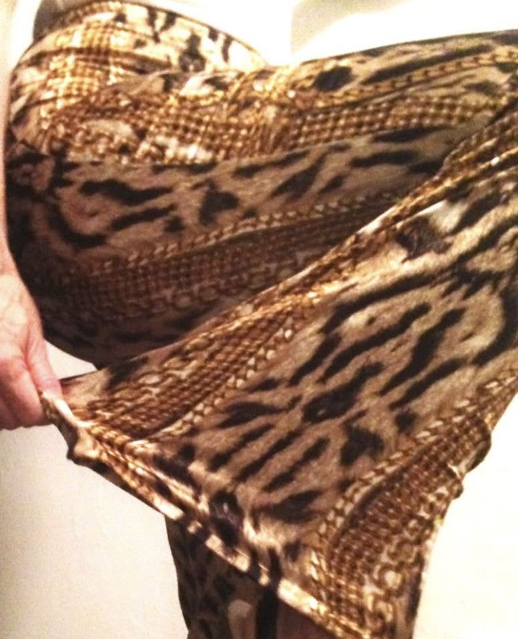 Roberto Cavalli Roberto Cavalli Leopard & Gold Chains Silk Pants Size 25" / US 0 / IT 36 - 2 Thumbnail