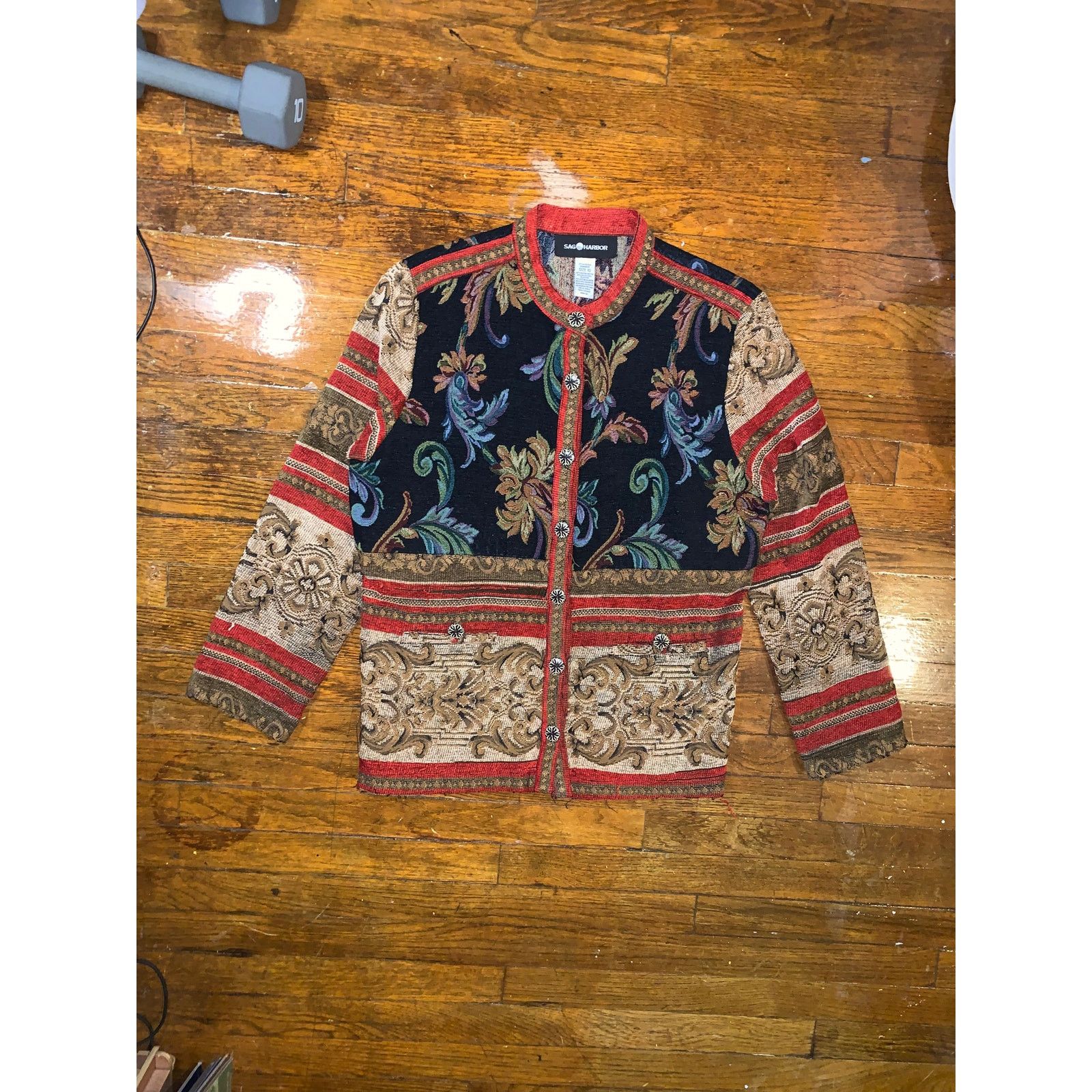 Other × Vintage Sag Harbor Tapestry Brocade Floral Jacket Boho Blazer 10 Size L / US 10 / IT 46 - 4 Thumbnail