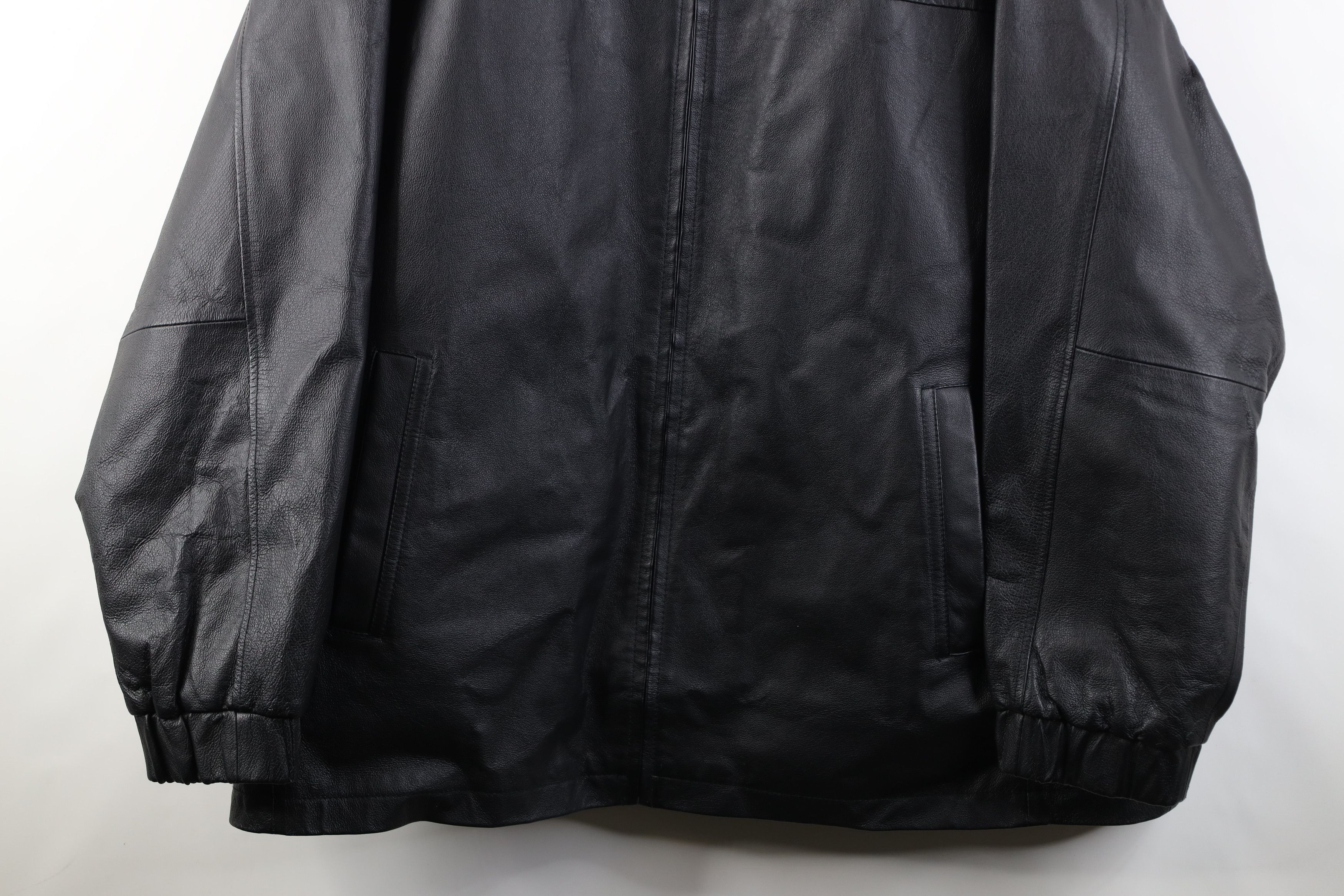 Vintage Vintage 90s Streetwear Quilted Leather Full Zip Jacket Black Size US XXL / EU 58 / 5 - 3 Thumbnail