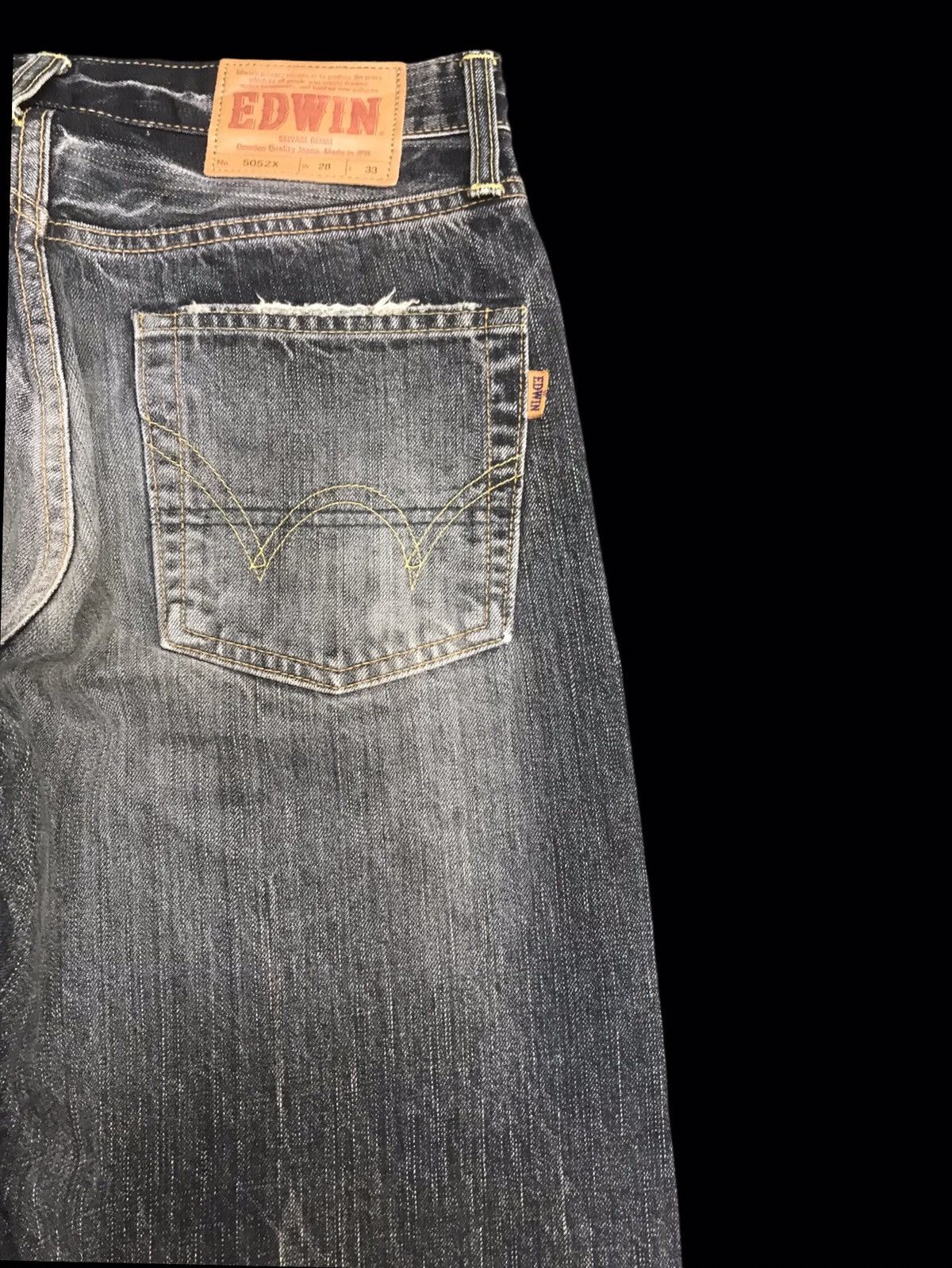 Edwin 💥90s Style💥Vtg EDWIN RAW FADE BLCK WASH Selvedge Denim F52 Size US 29 - 11 Thumbnail