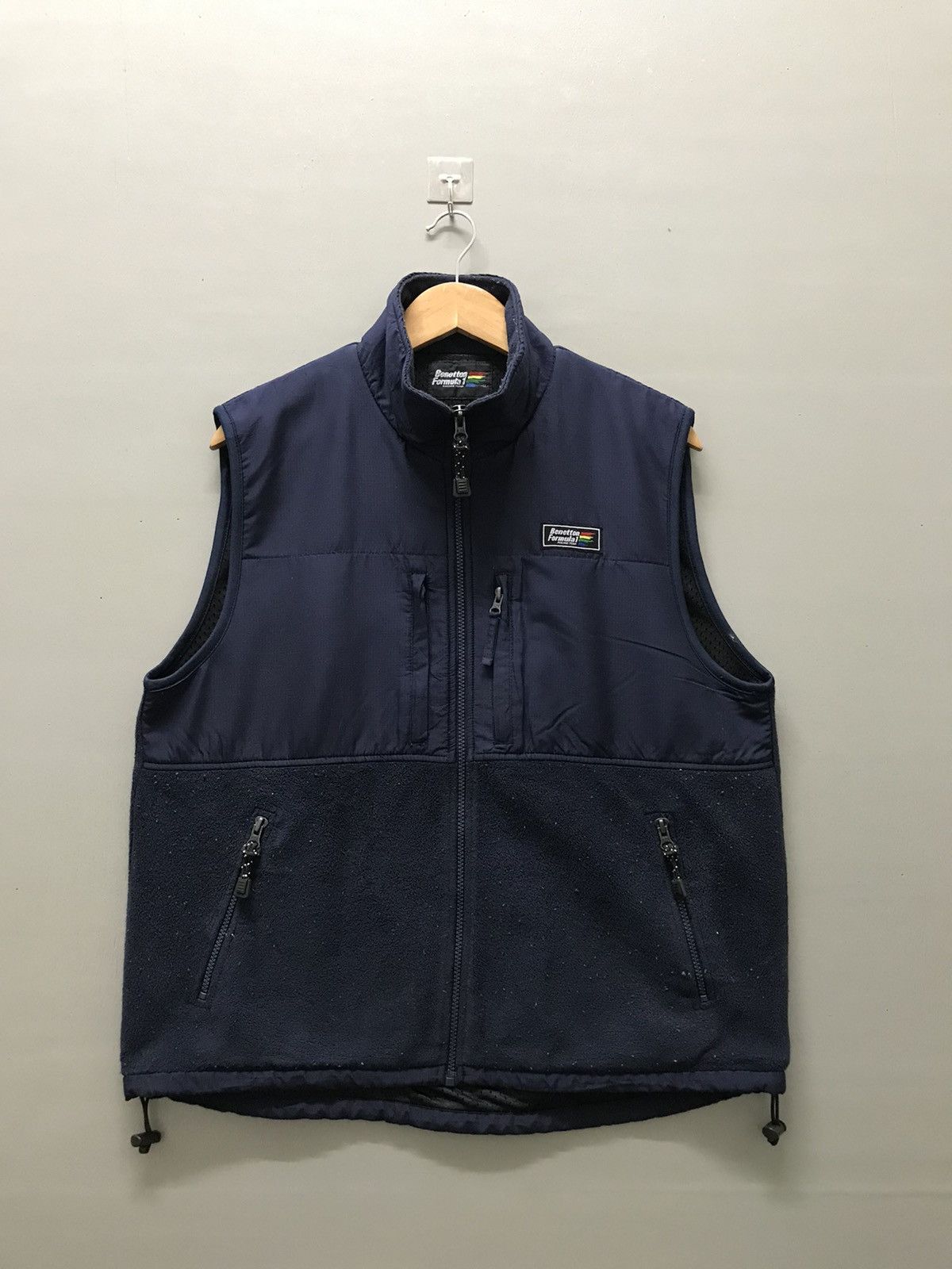 image of Vintage Benetton Formula 1 Racing Fleece Vest in Blue, Men's (Size XL)