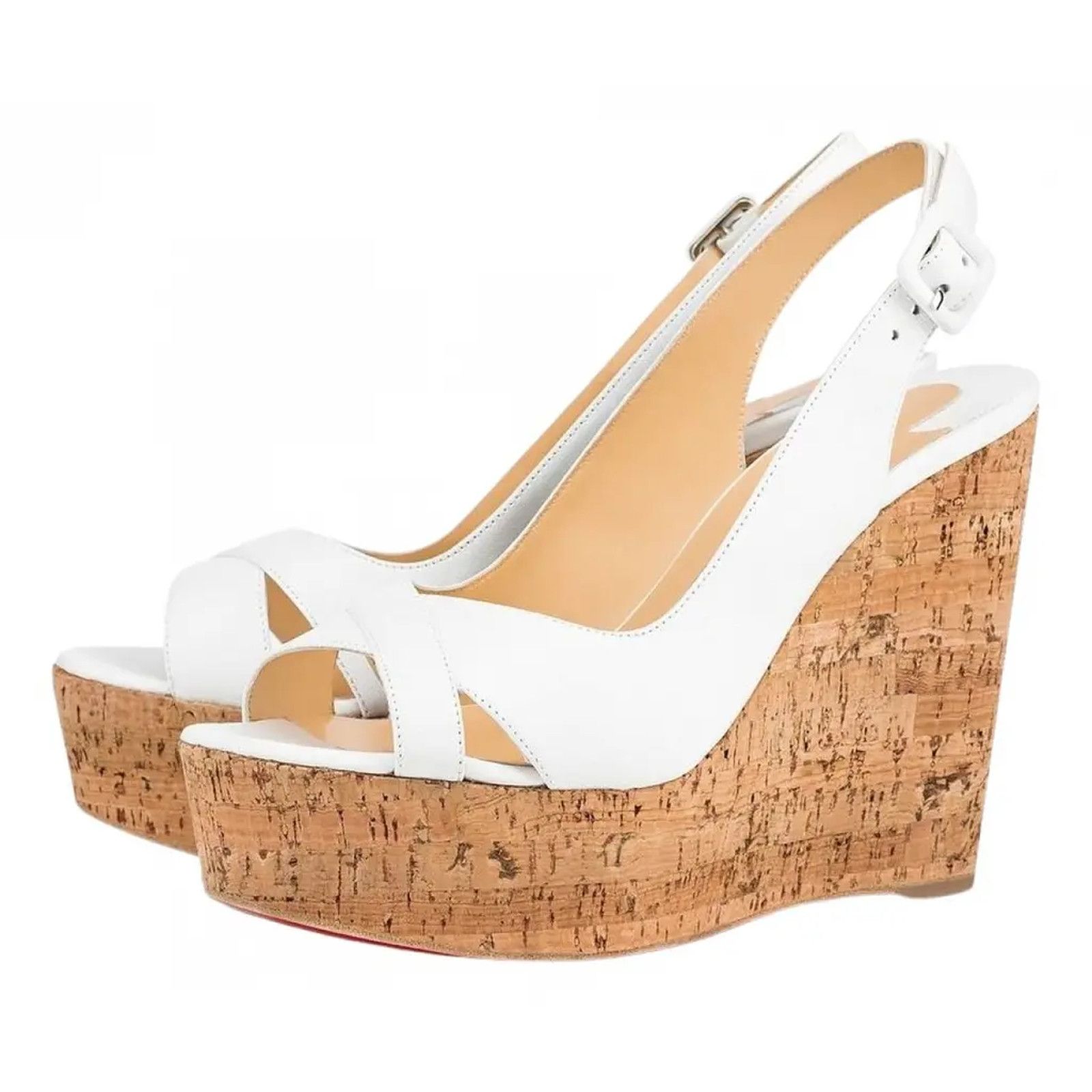 Christian Louboutin Christian Louboutin Reine De Liege 120 White Cork Platform Size US 12 / IT 42 - 1 Thumbnail