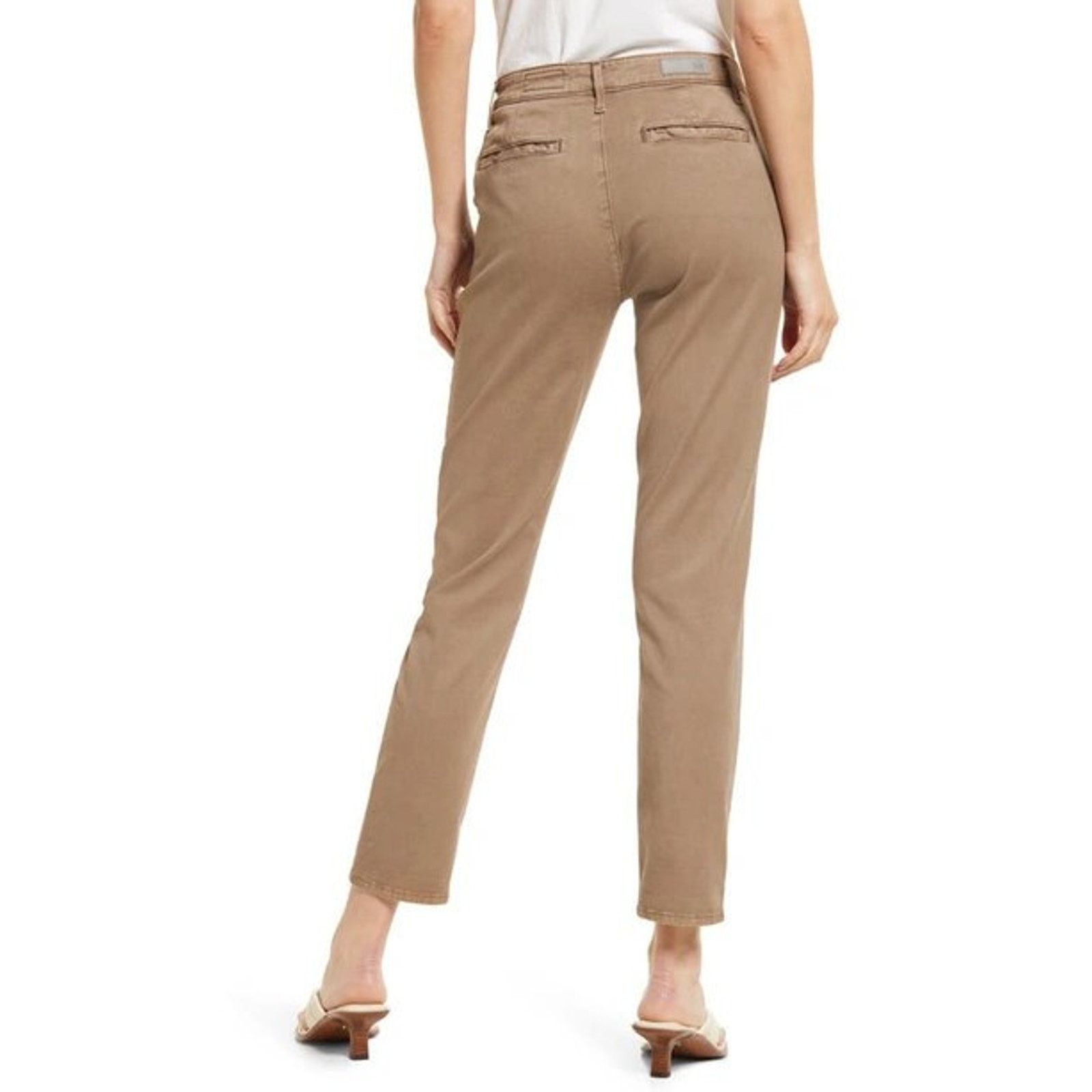 AG Adriano Goldschmied Adriano Goldschmied The Caden Cotton Tailored Trousers Beige Size 27" / US 4 / IT 40 - 2 Thumbnail